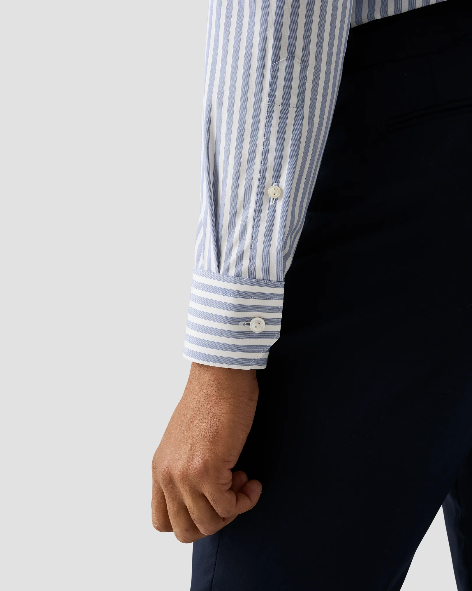 Eton - white collar bengal striped shirt