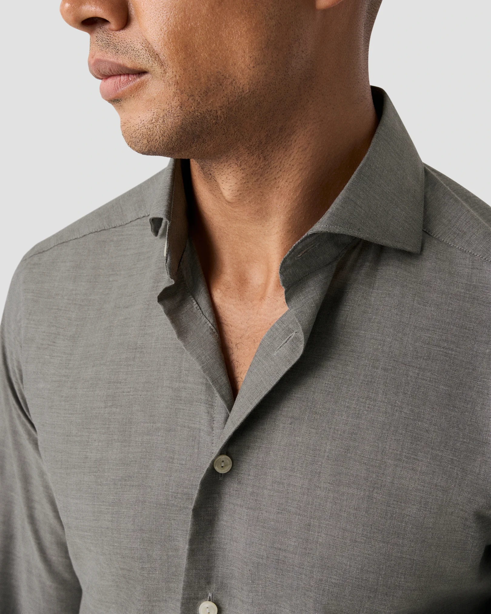 Eton - mid grey wrinkle free flanell shirt