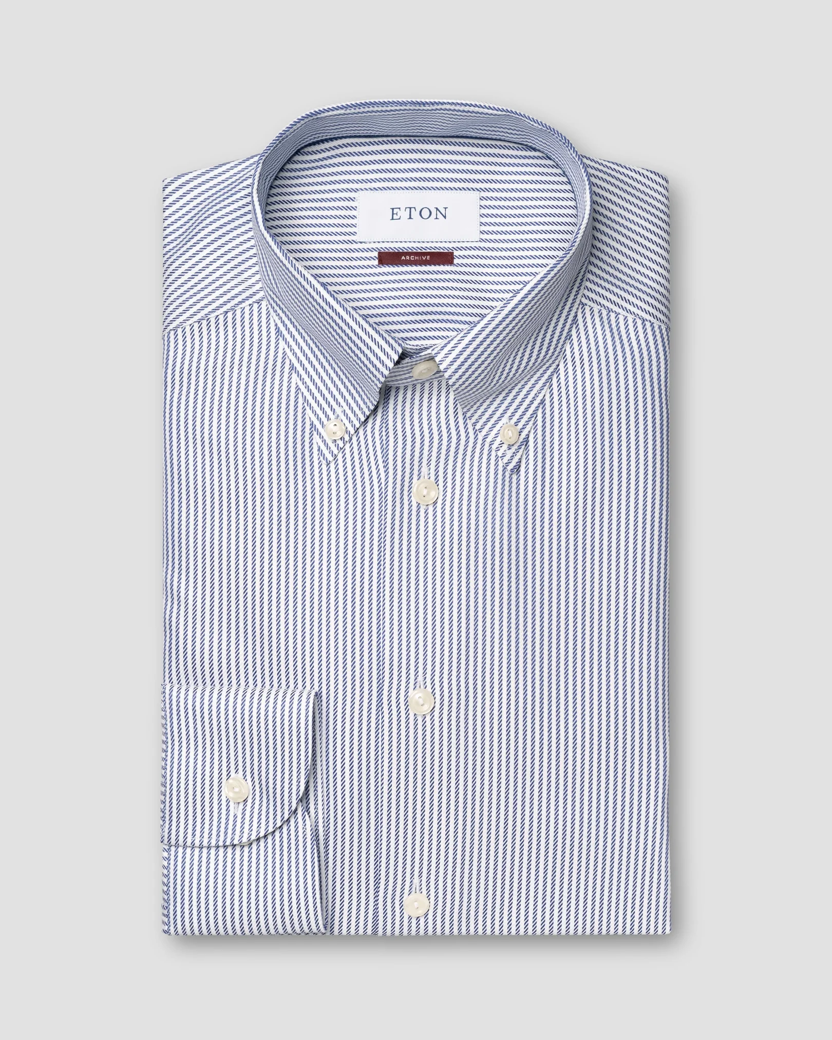 Navy blue Striped Textured Twill Shirt