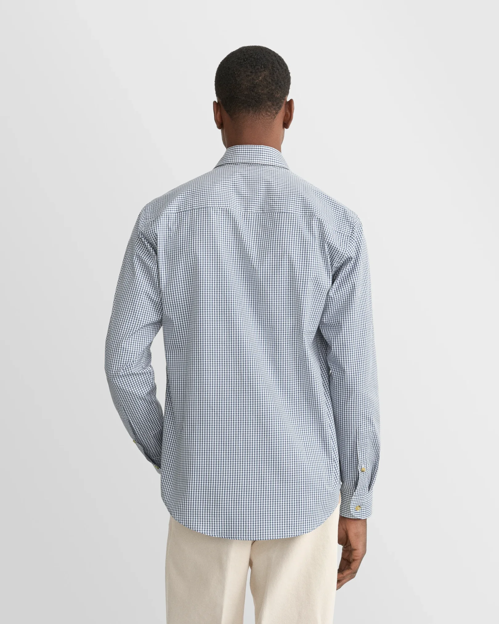 Eton - dark blue check lighweight poplin shirt