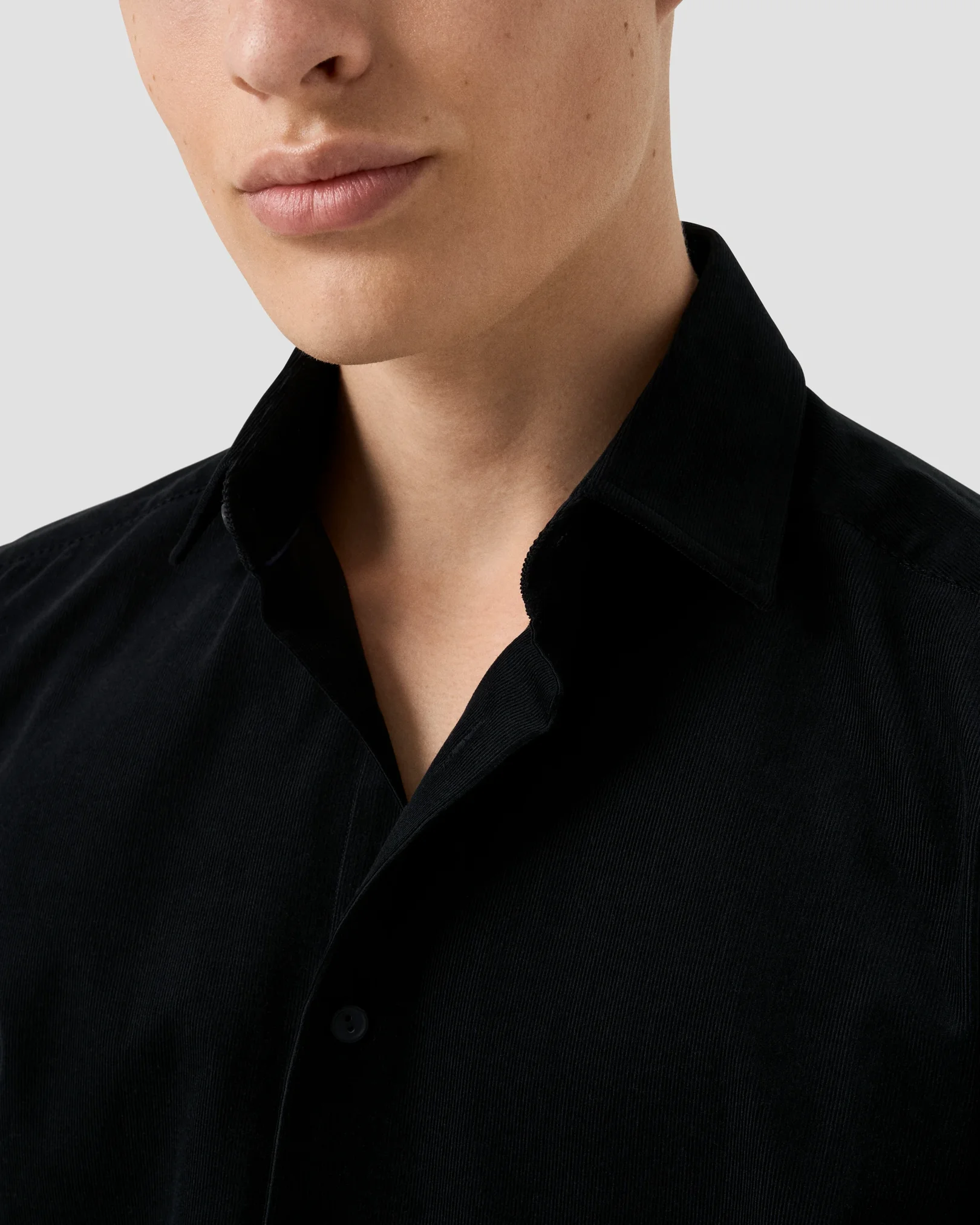 Eton - solid corduroy shirt black