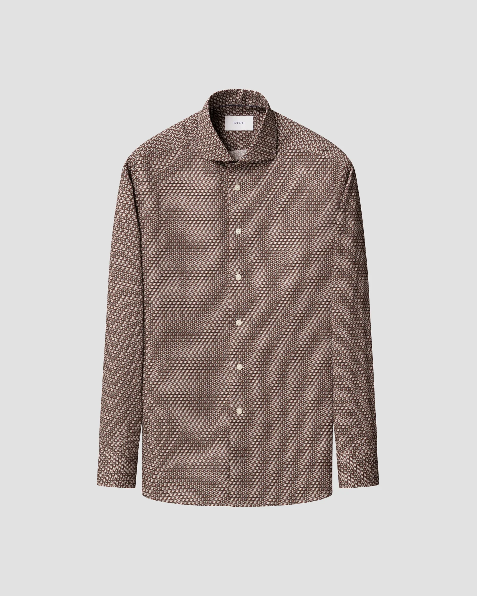 Eton - dark red geometric signature twill shirt