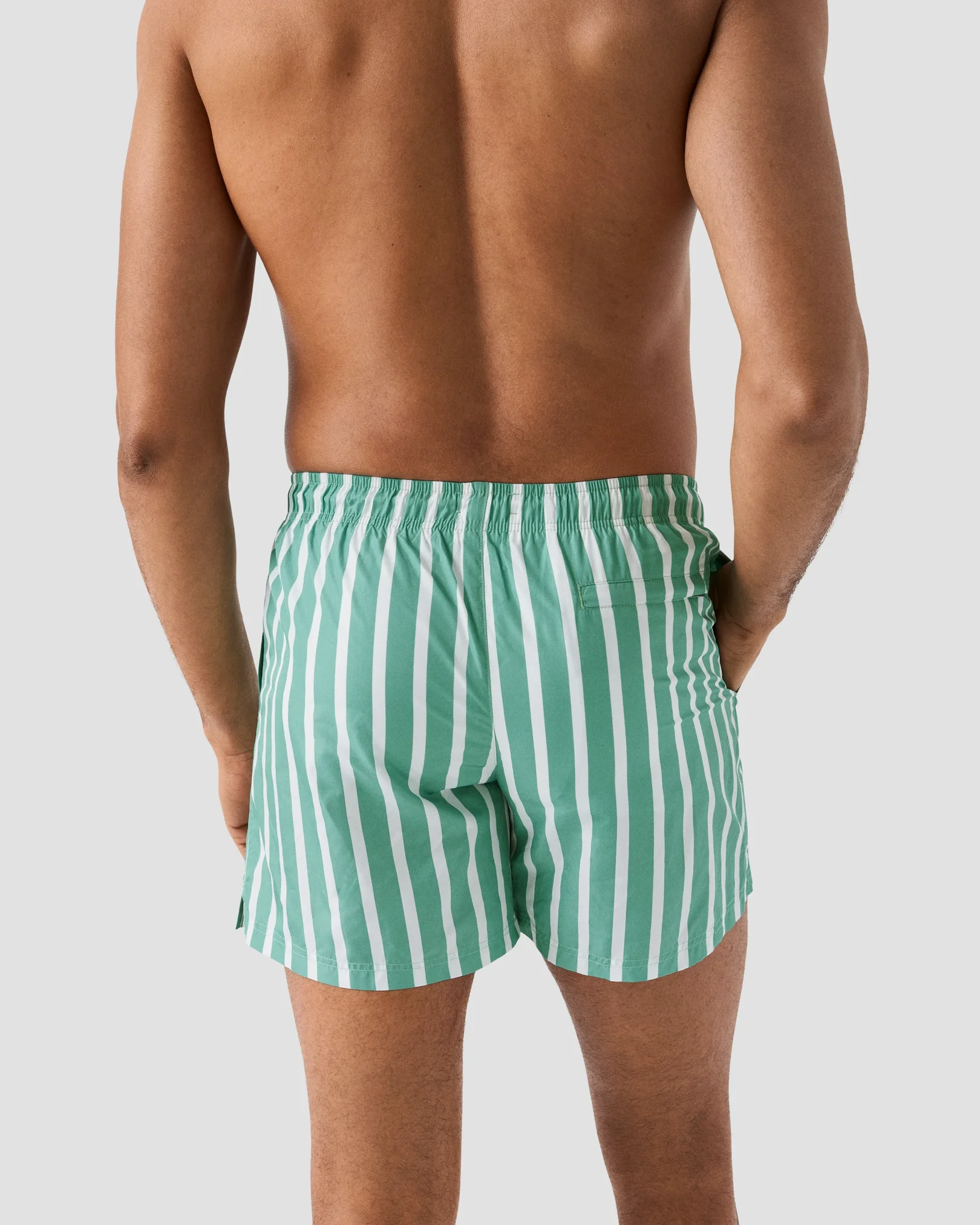 Eton - mid green striped swim shorts