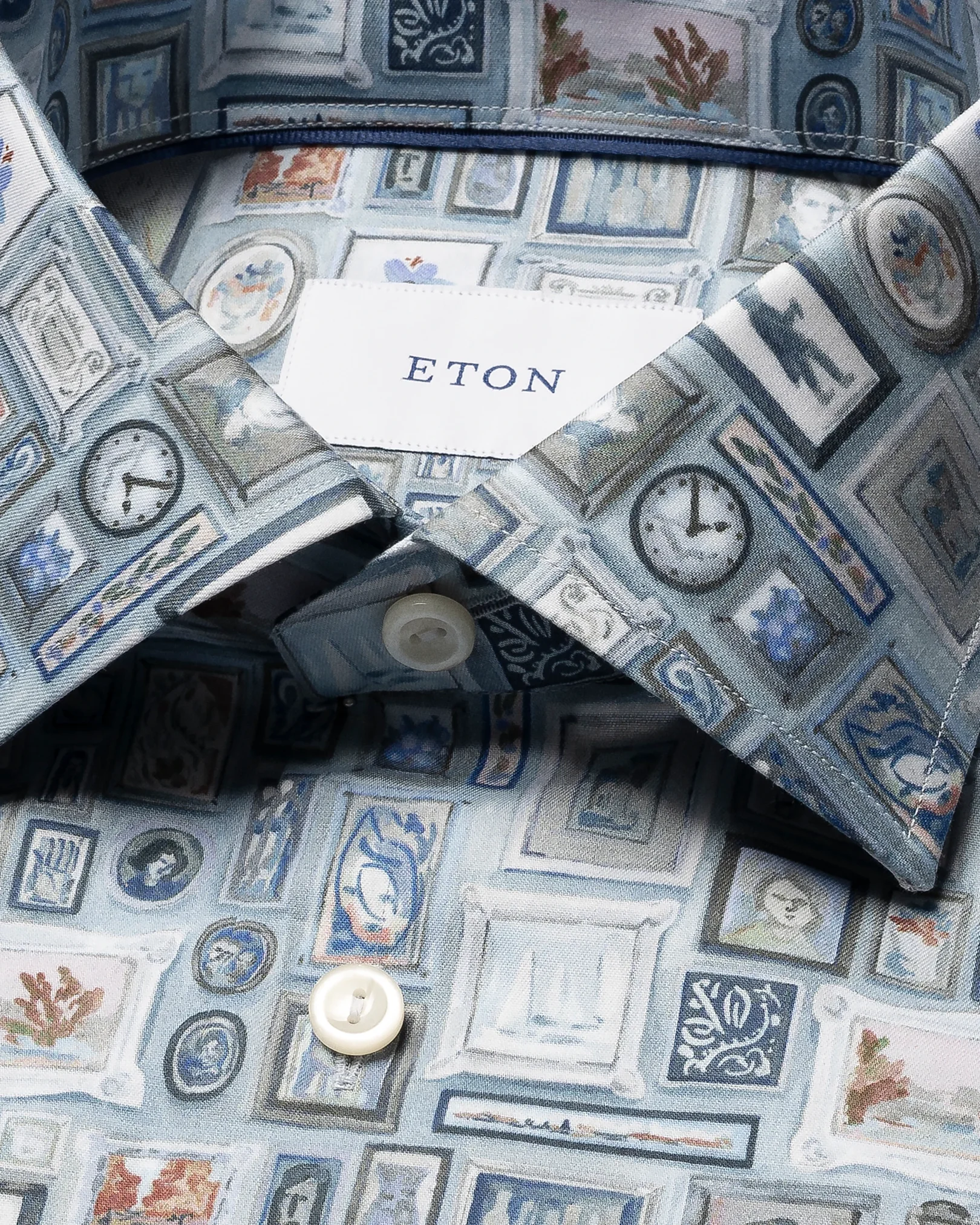 Eton - light blue motif signature twill print