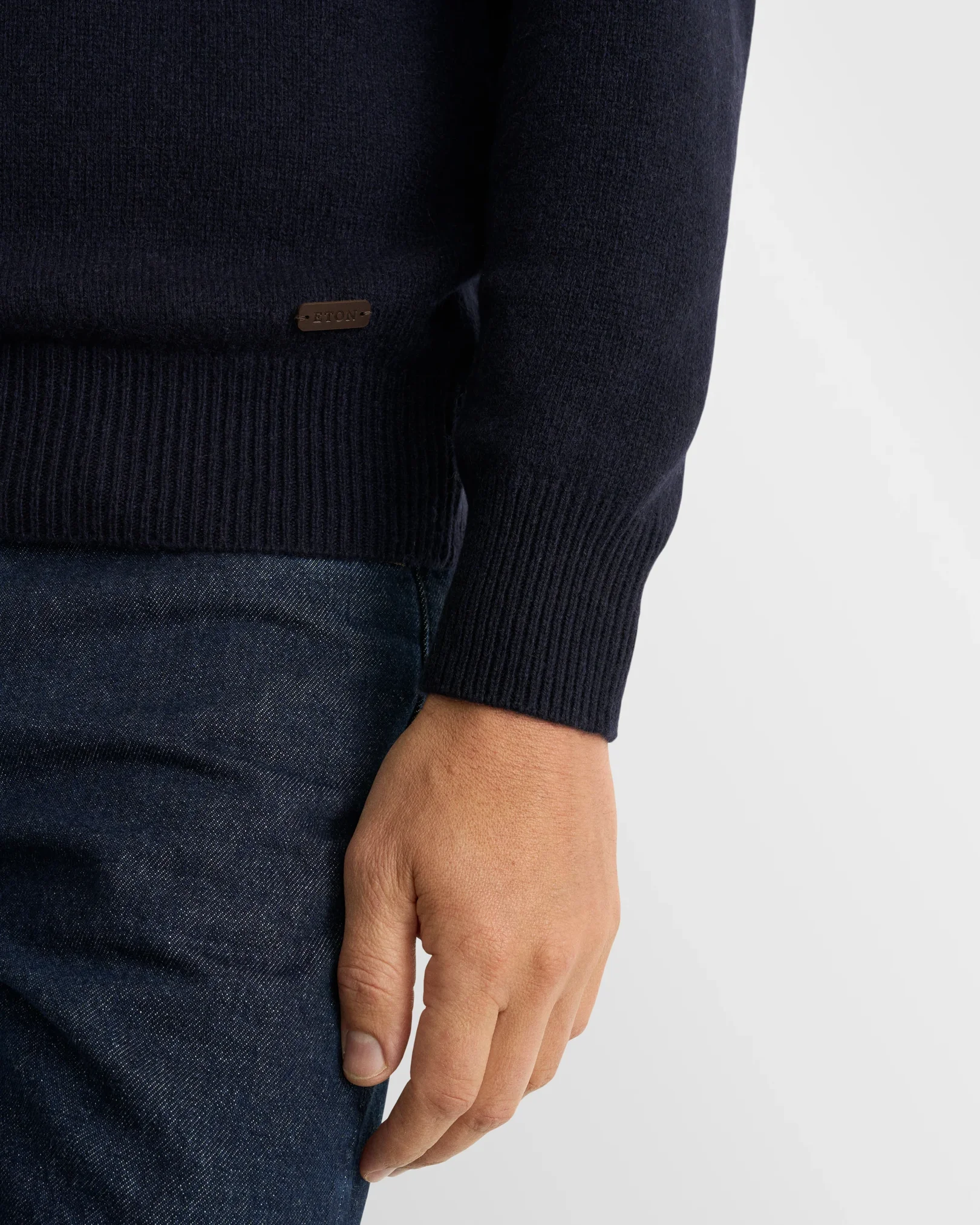 Eton - navy blue cashmere knit crew neck