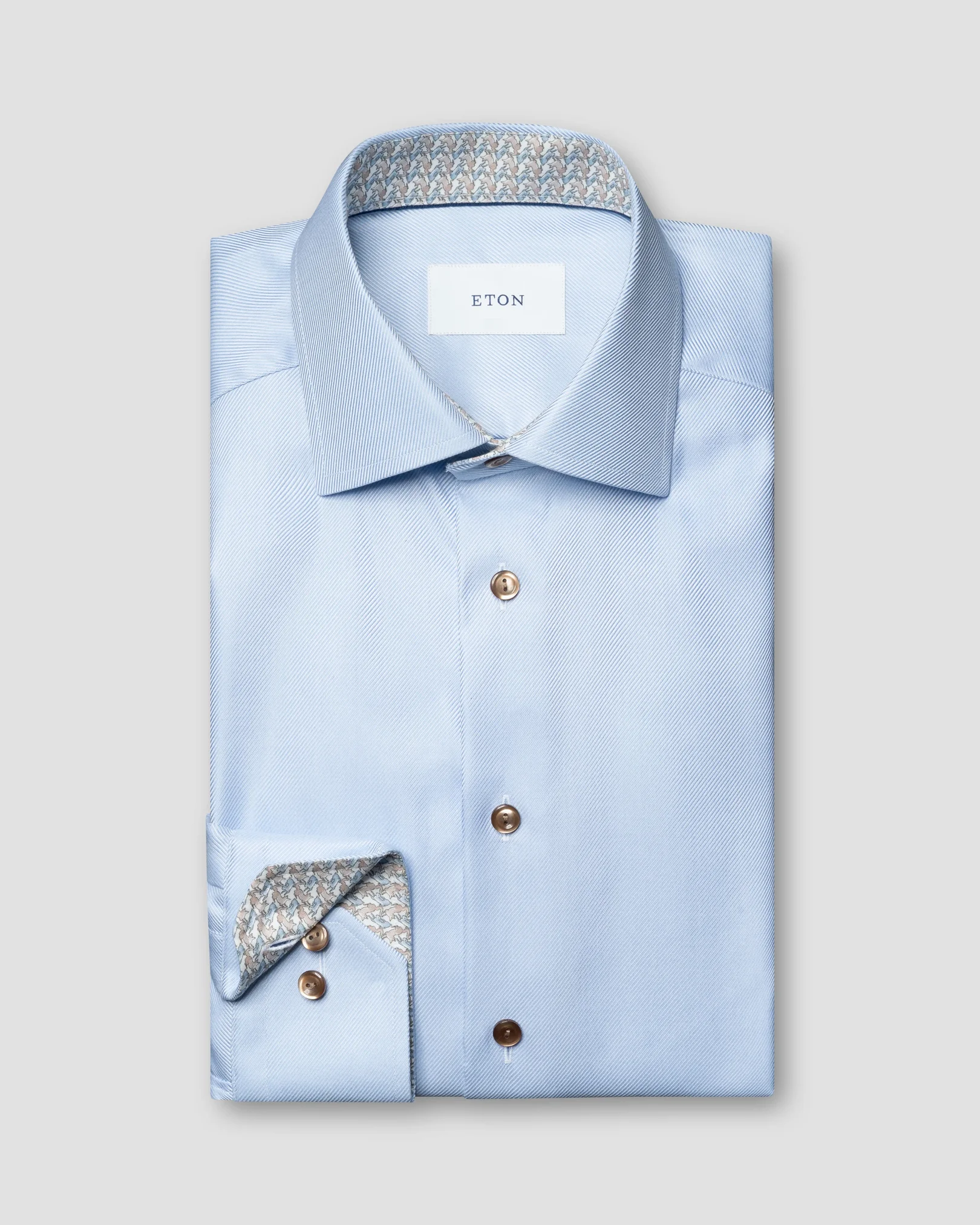 Eton - geometric effect textured twill shirt cut away