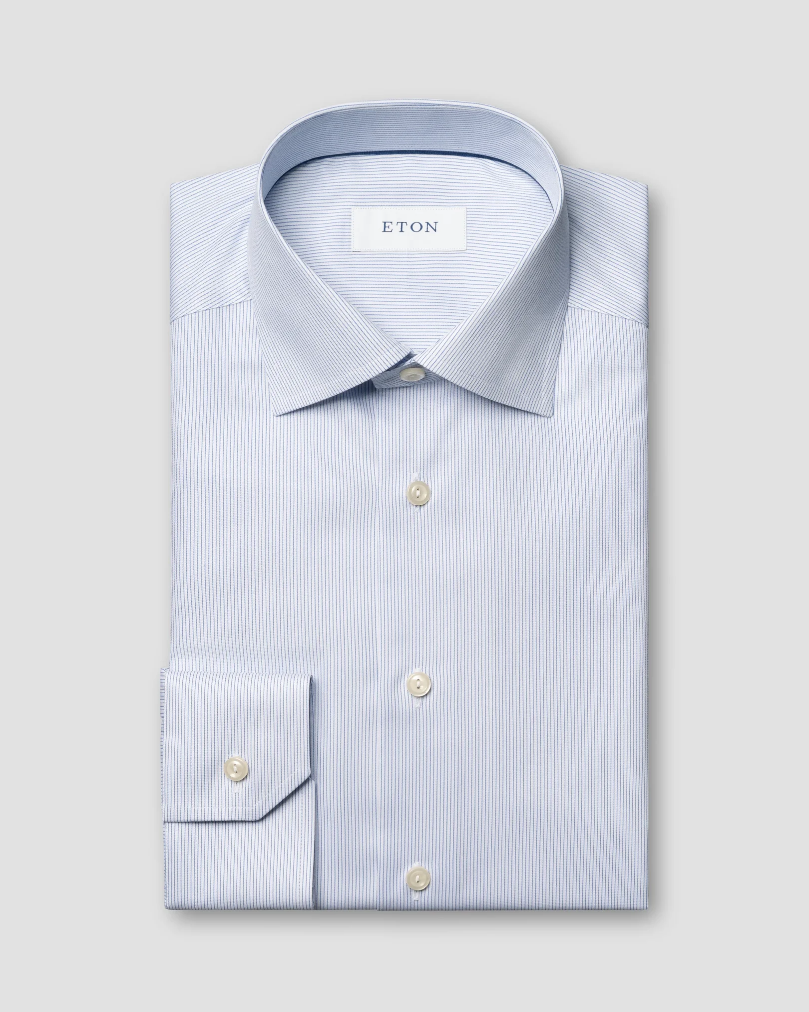 Eton - dark blue striped twill shirt