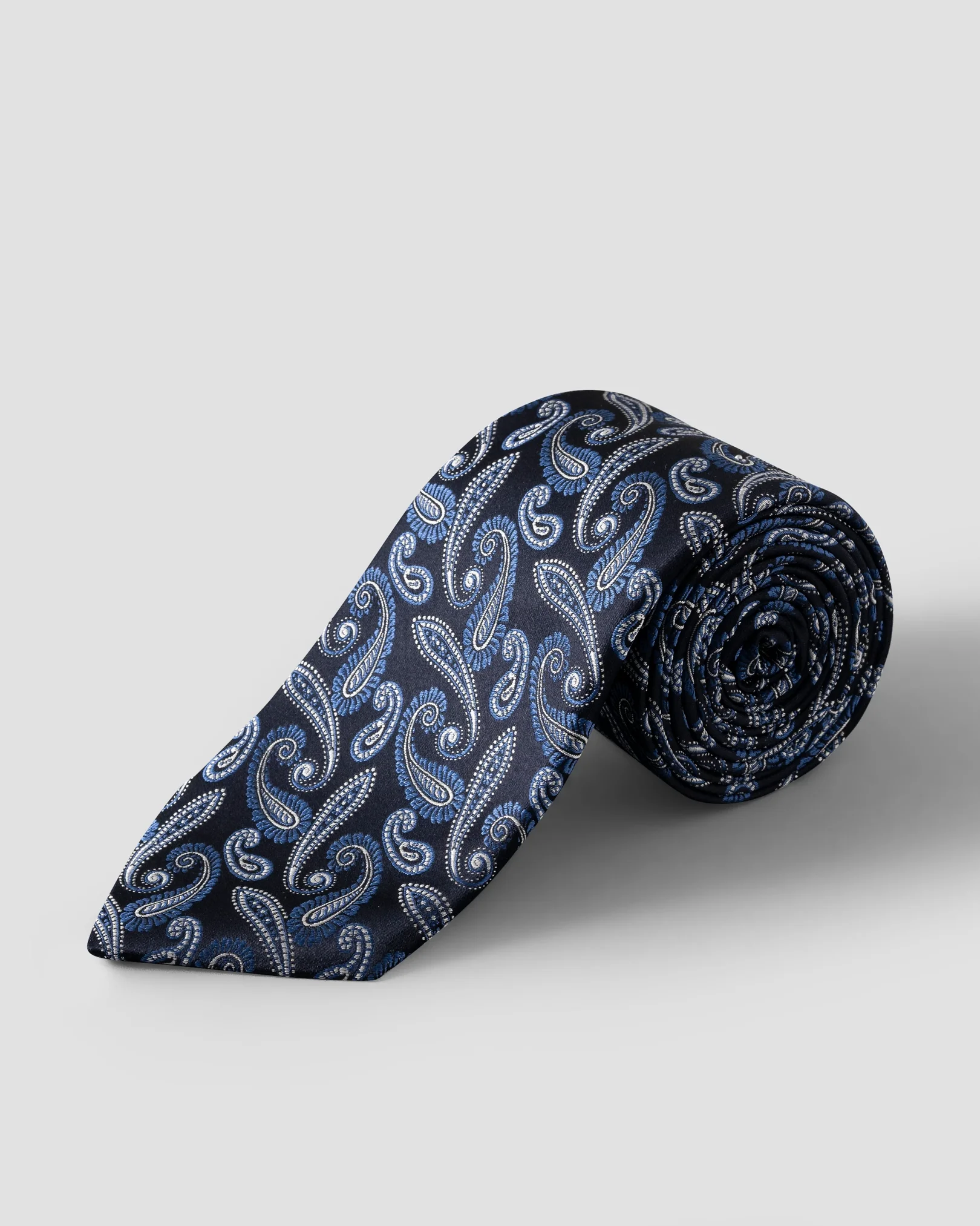 Eton - paisely woven silk tie dark blue paisely woven silk tie