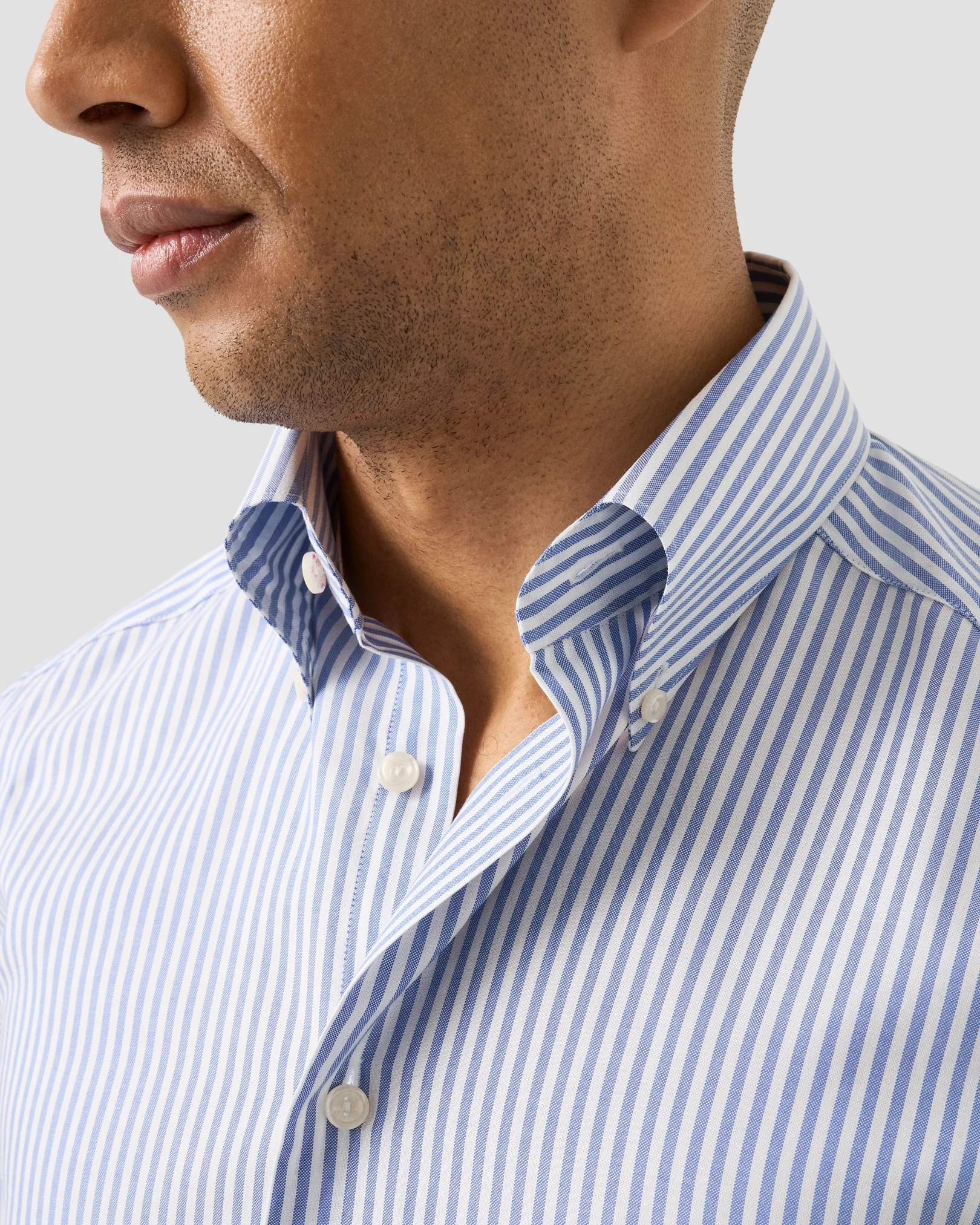 Eton - mid blue striped signature oxford shirt