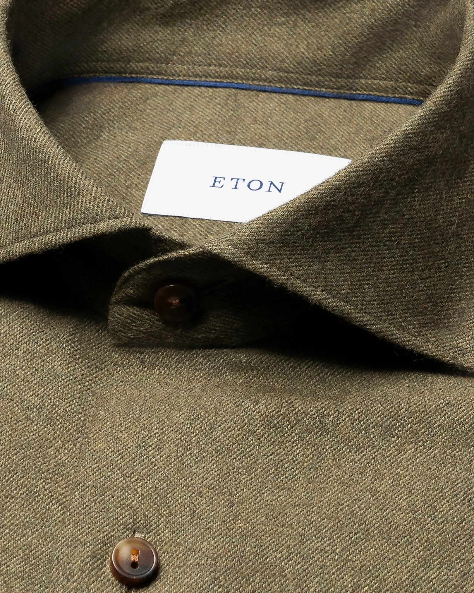 Eton - mid green solid flannel shirt