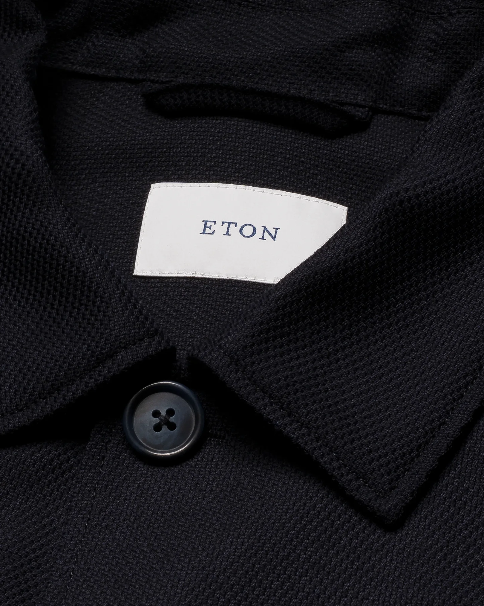 Eton - navy blue wool hopsack shirt jacket
