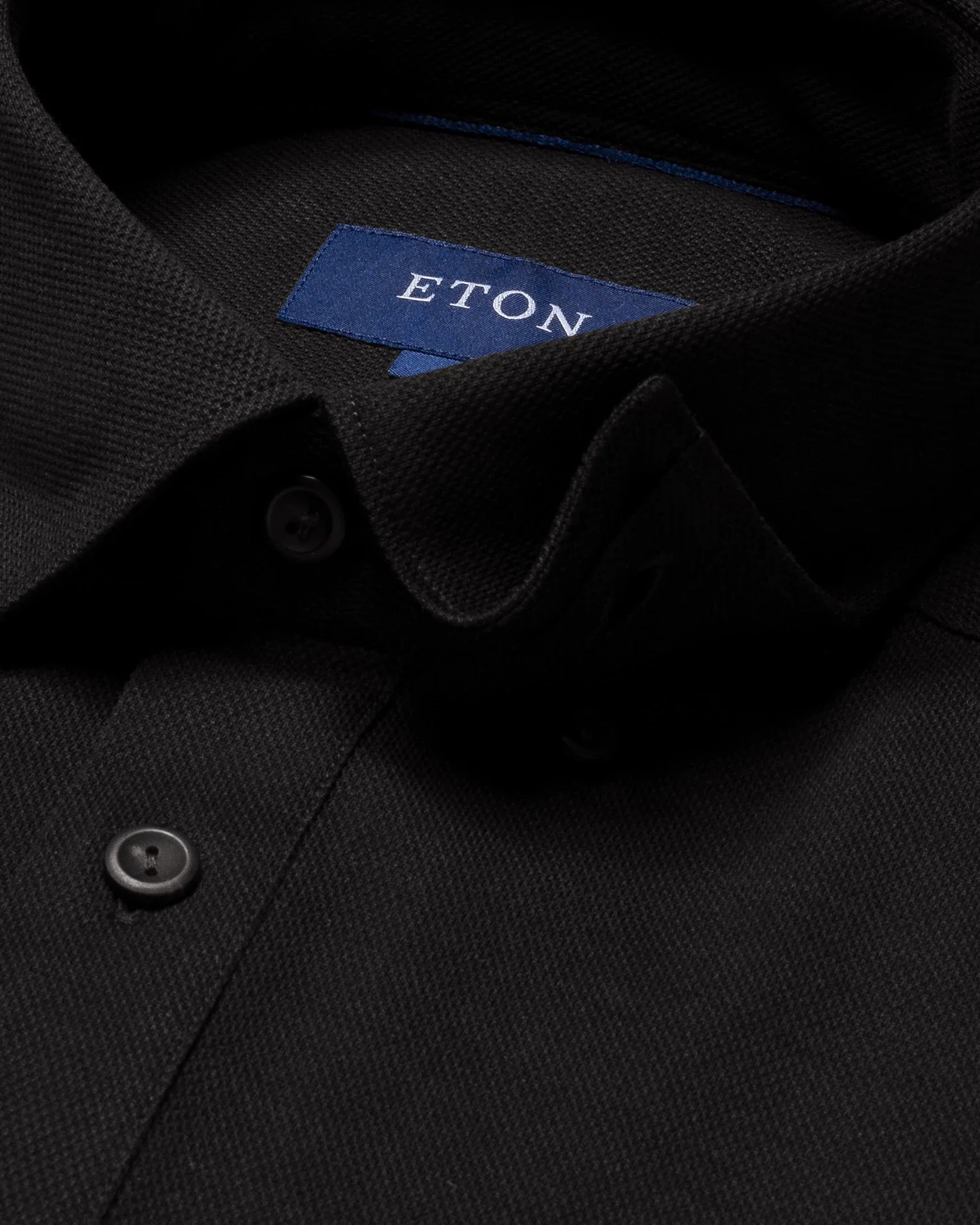 Black Piqué Polo Shirt – Long Sleeved - Eton