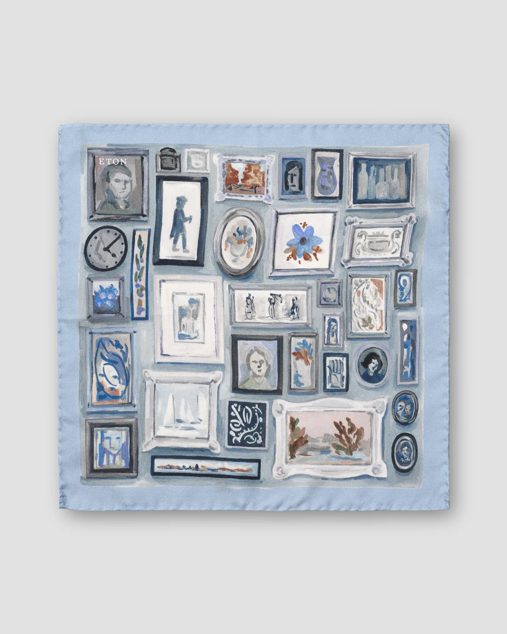 Eton - blue portrait silk twill pocket square