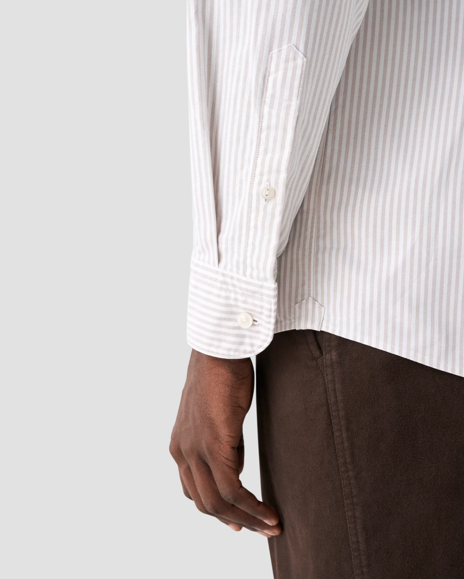 Beige Striped Oxford Shirt - Eton