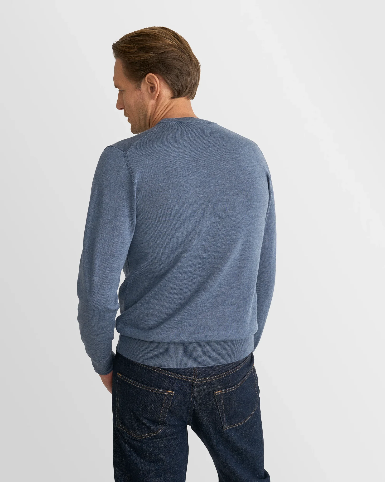 Eton - light blue merino knit crewneck