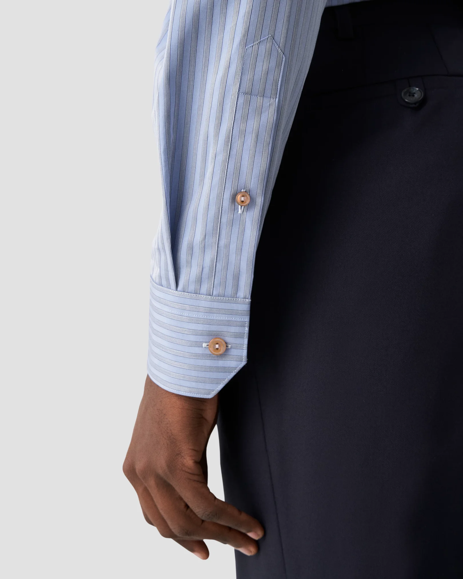 Blue Striped Fine Piqué Shirt - Eton