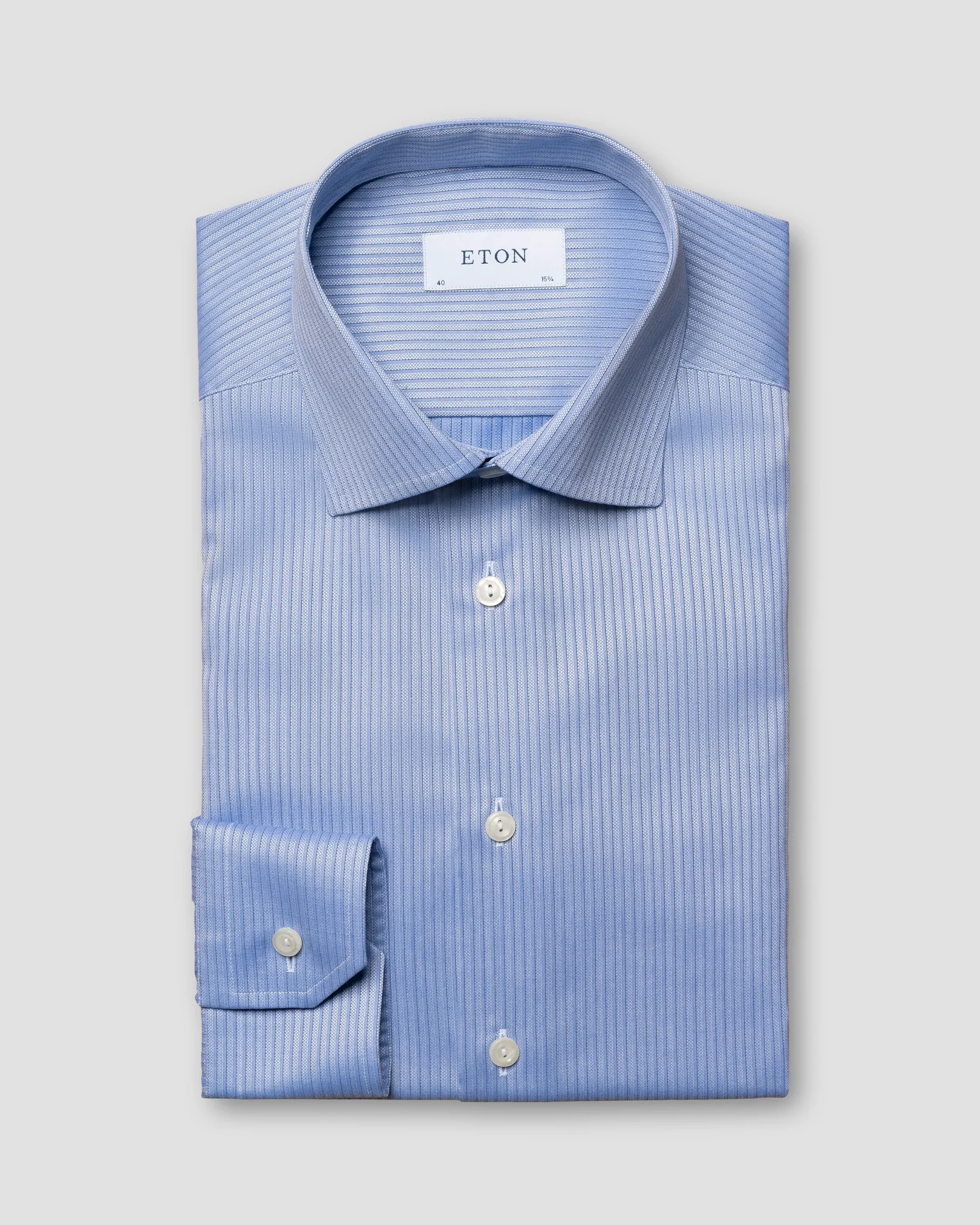 Eton - Chemise en twill signature à rayures bleu clair