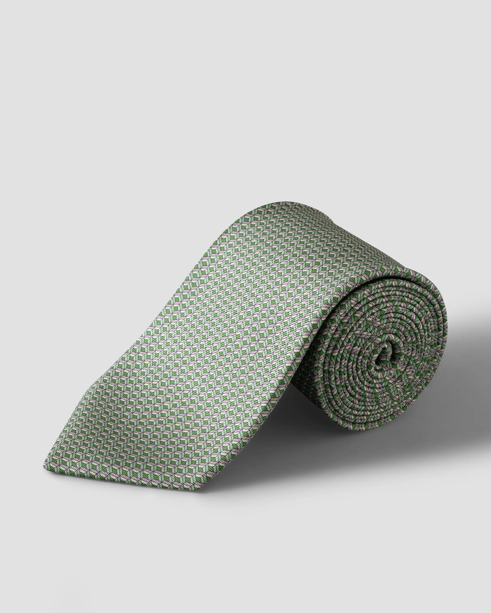 Eton - mid green geometrical print silk tie