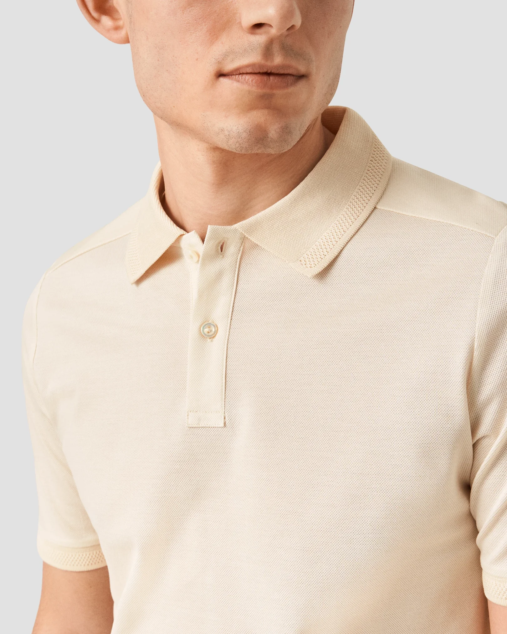 Eton - off white knitted collar short sleeve regular fit
