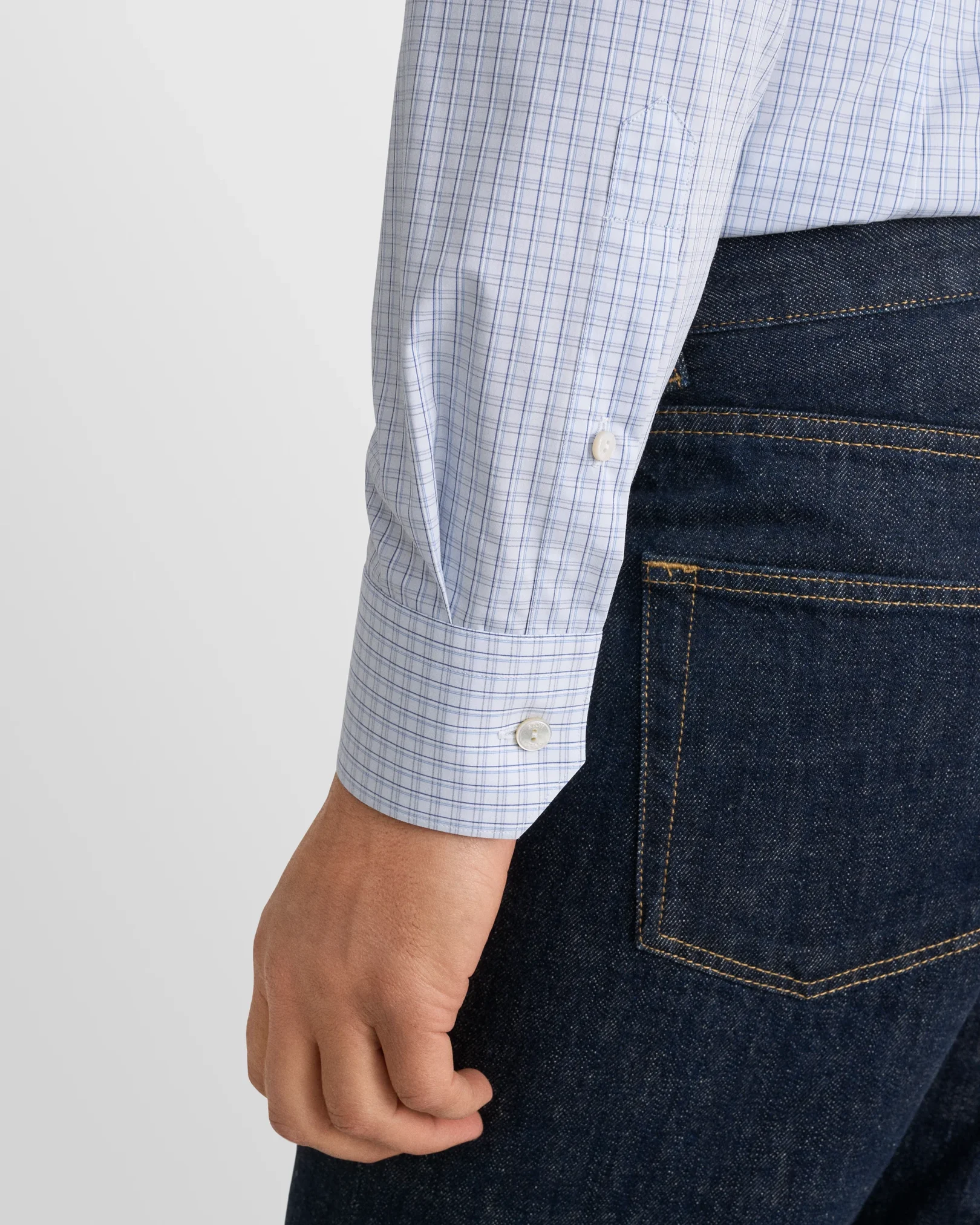 Eton - light blue check supima 266