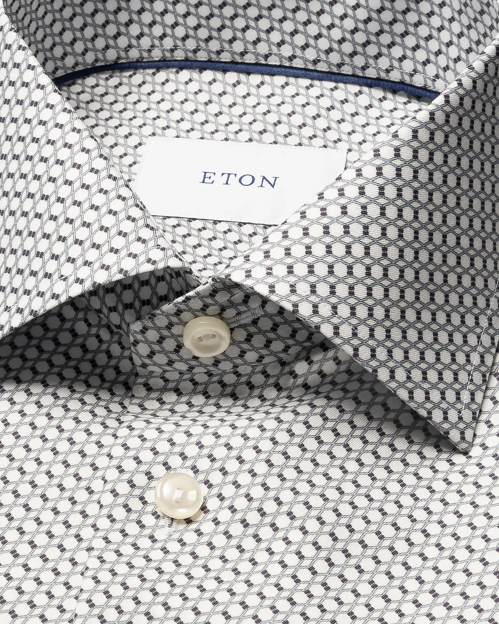 Eton - dark blue geometric twill shirt