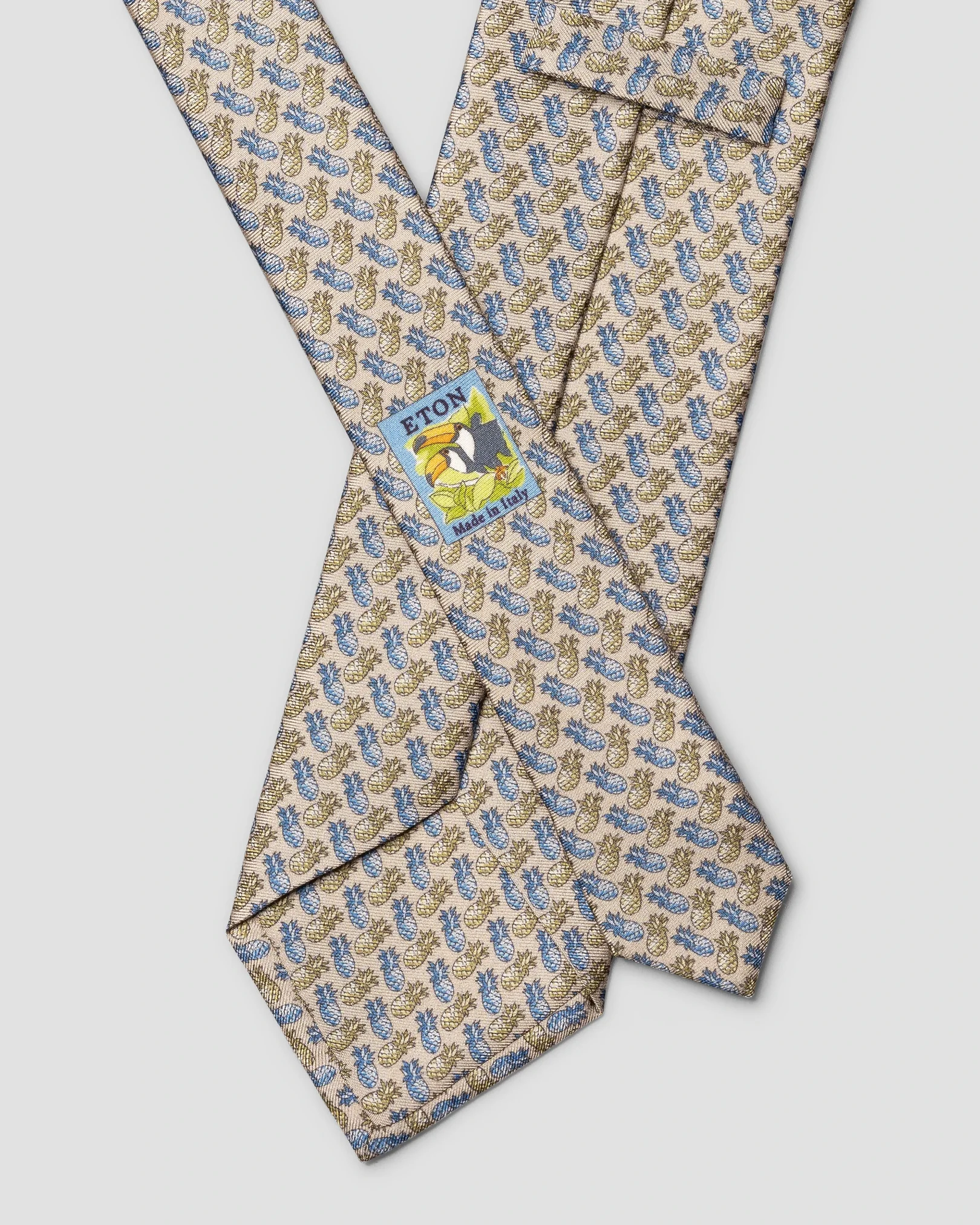 Eton - beige pineapple print silk tie