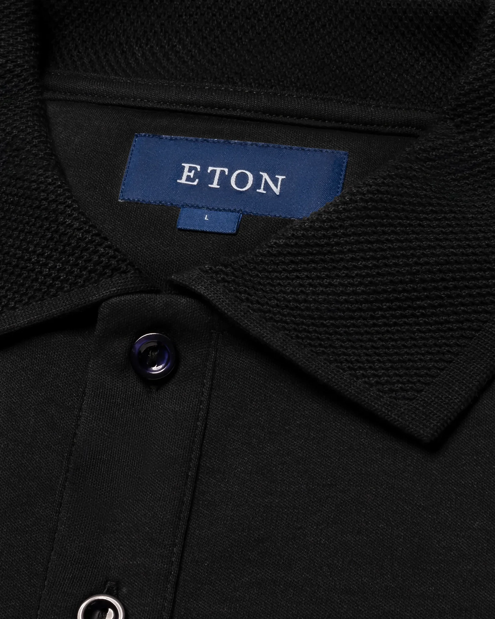 Eton - interlock polo shirt black interlock polo shirt