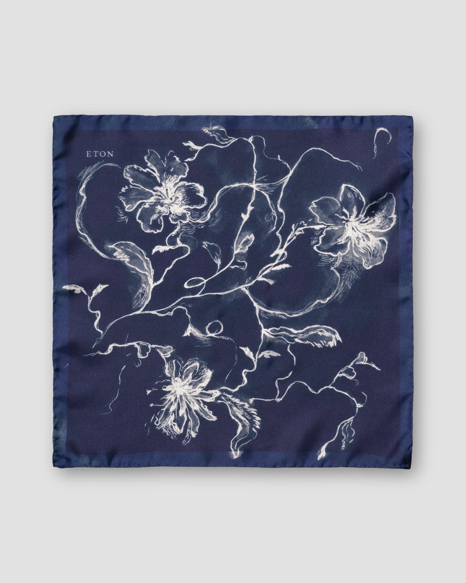 Eton - navy blue floral silk pocket square
