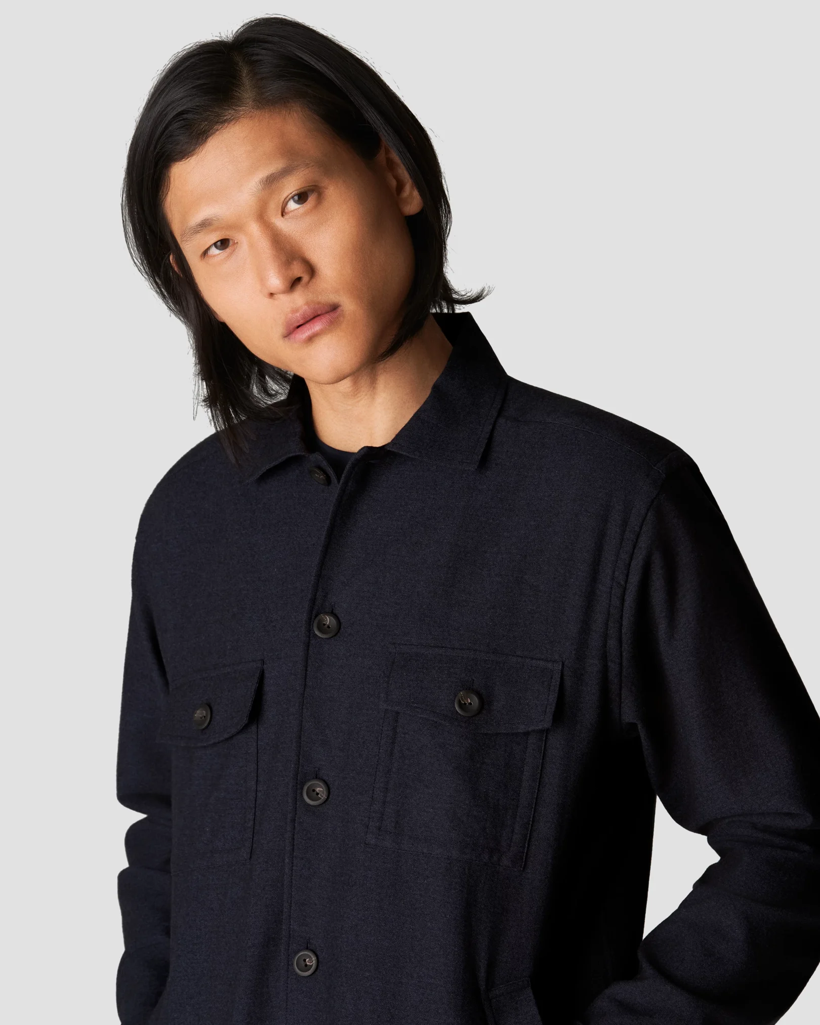 Eton - black flannel overshirt