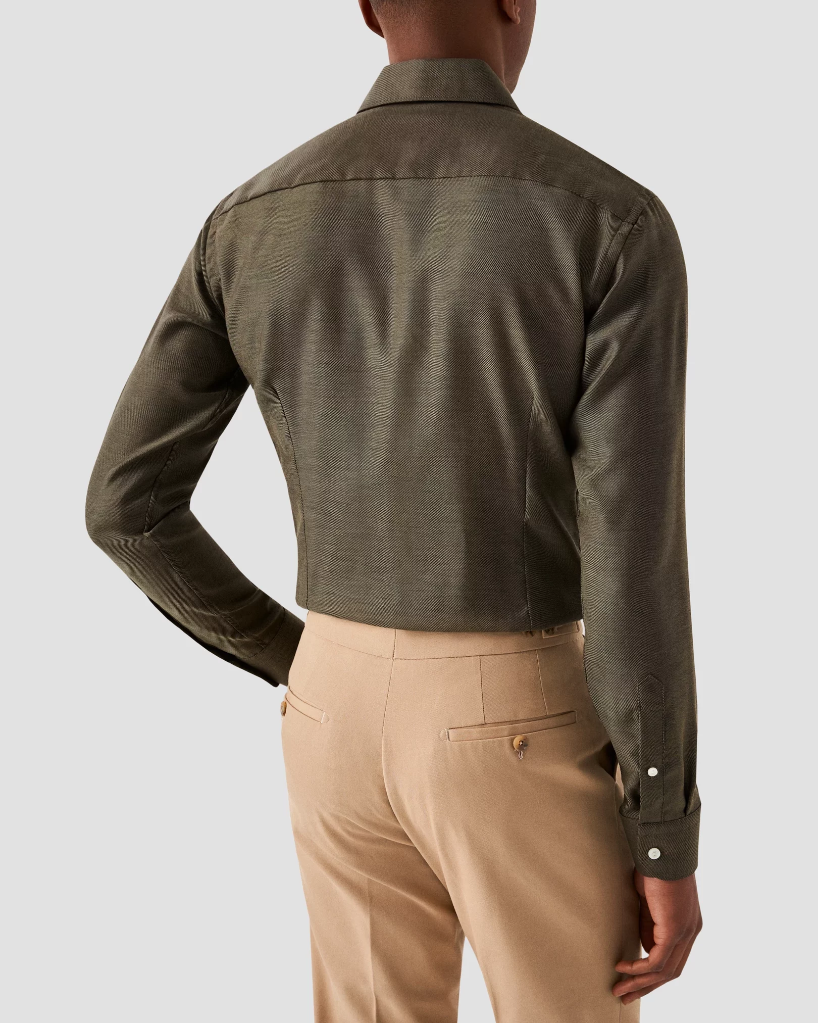 Eton - solid dark brown merino shirt