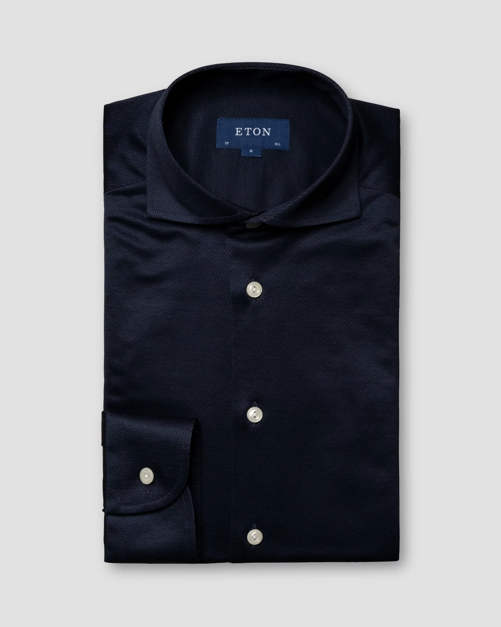 Dark Blue Filo di Scozia Knitted Shirt - Eton