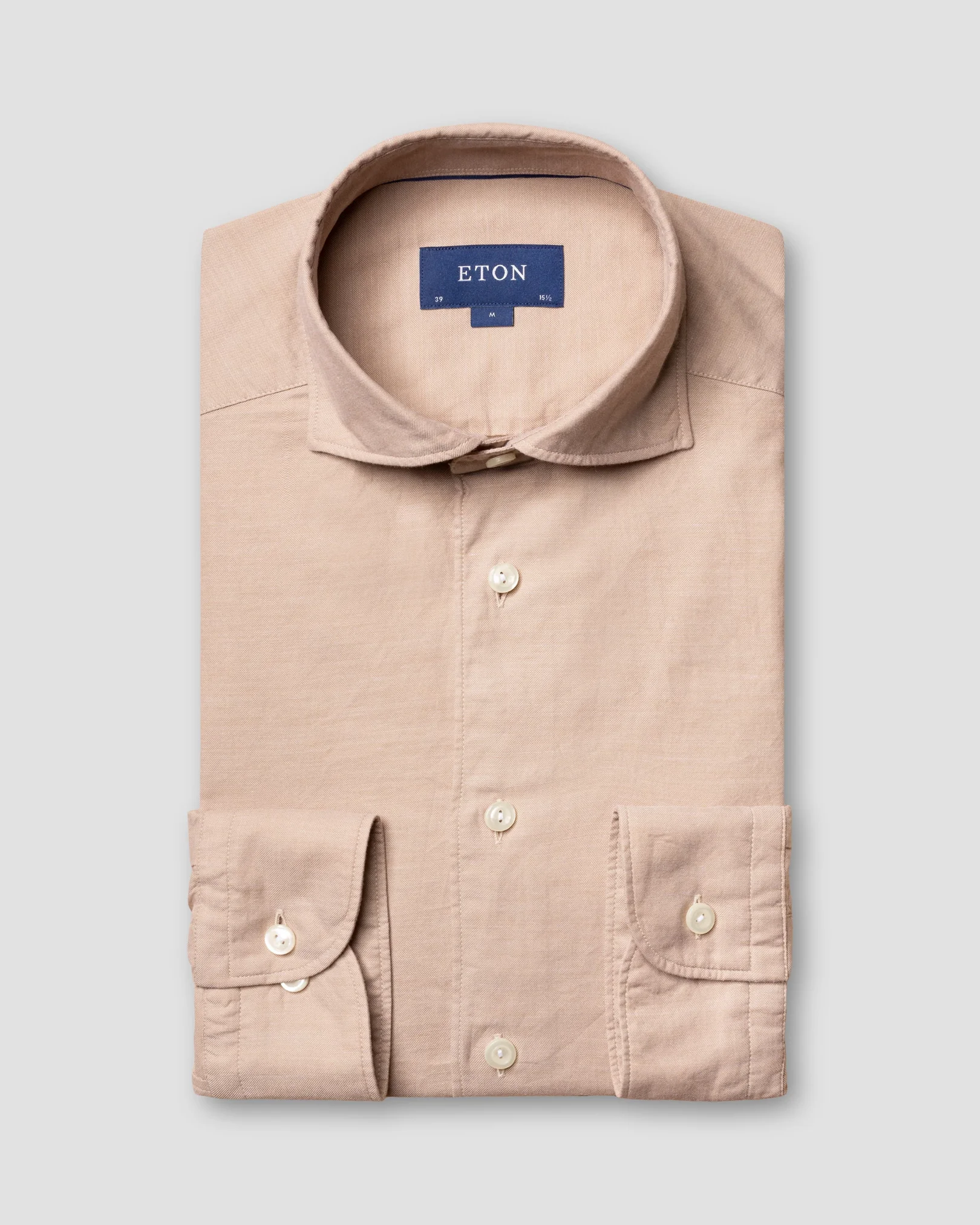 Eton - brown cotton silk twill shirt