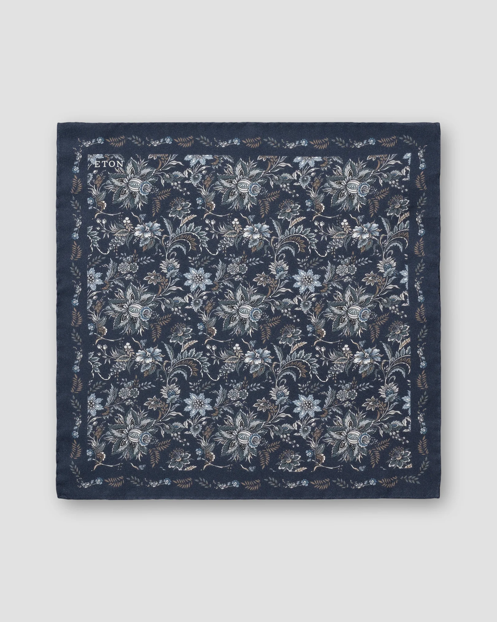 Eton - floral silk pocket square navy blue 256