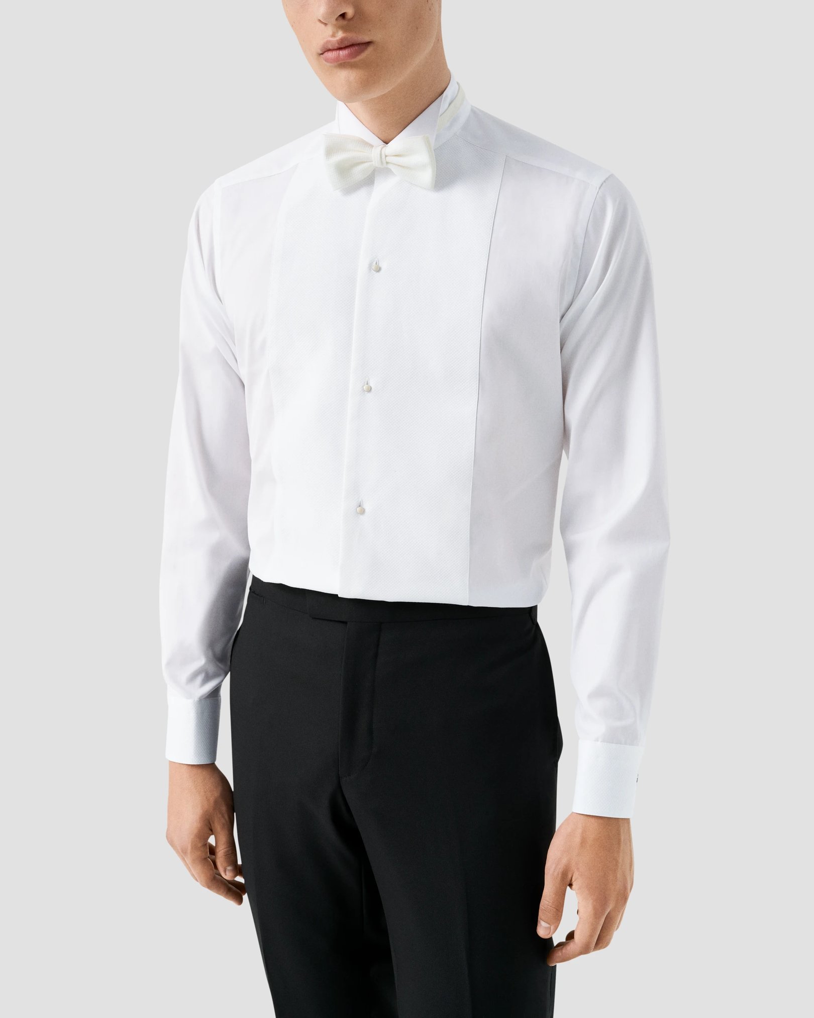 Eton - White Piqué White Tie Shirt