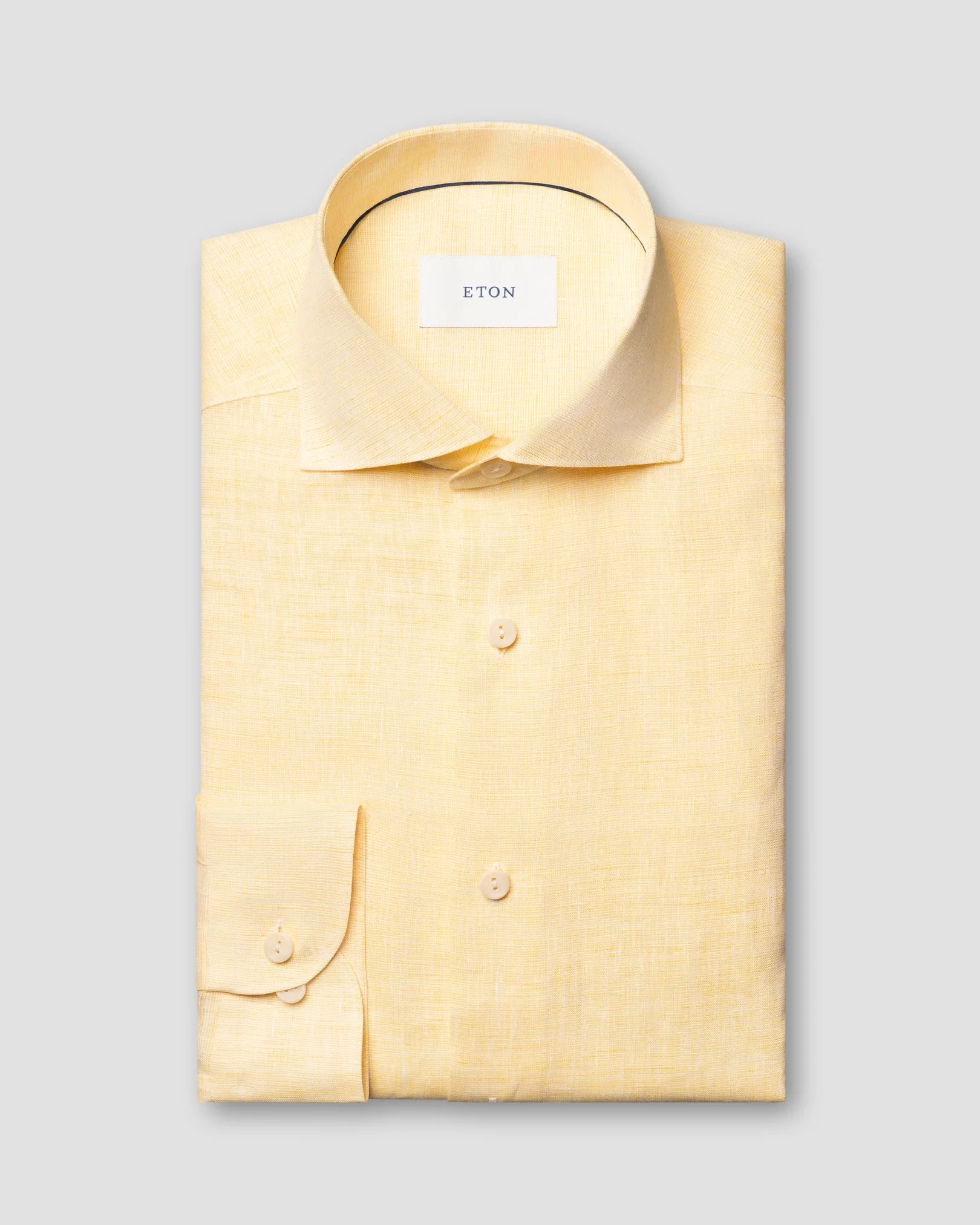 Eton - yellow solid linen shirt wide spread 261
