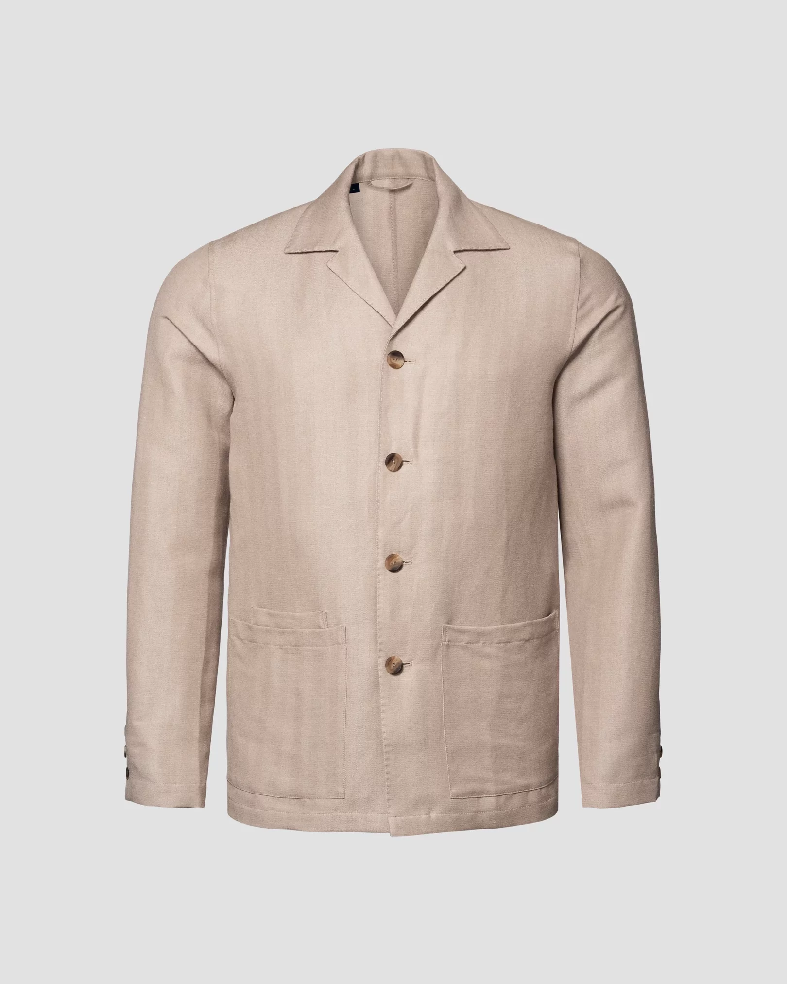 Eton - Light Brown Herringbone Linen Wool Cashmere Overshirt