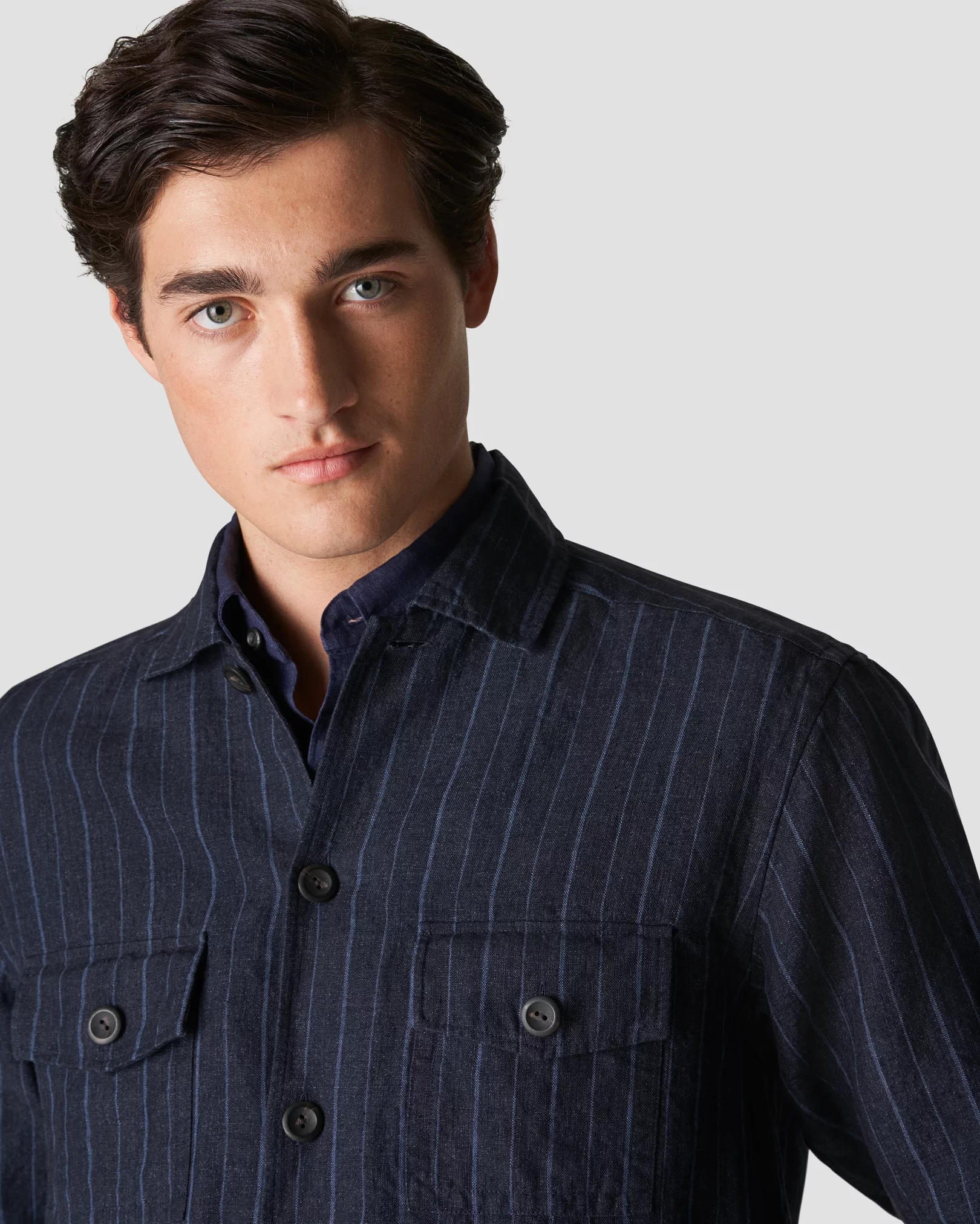 Eton - navy linen overshirt