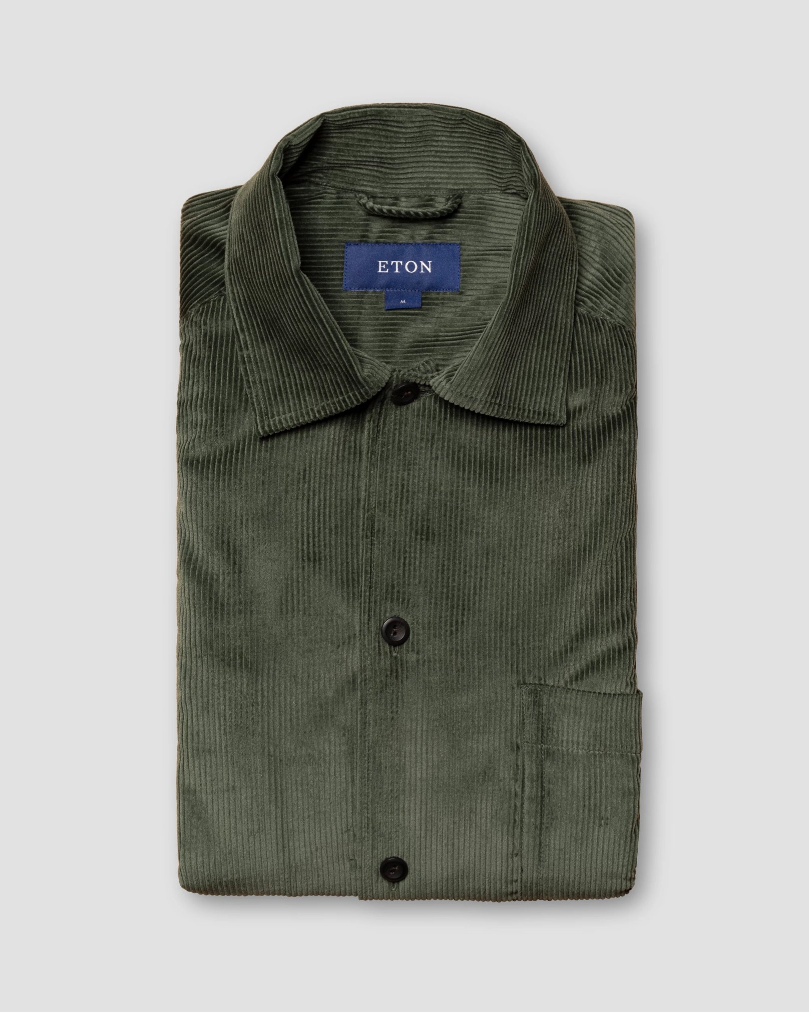 Eton - green corduroy overshirt turn down straight sleeve end regular
