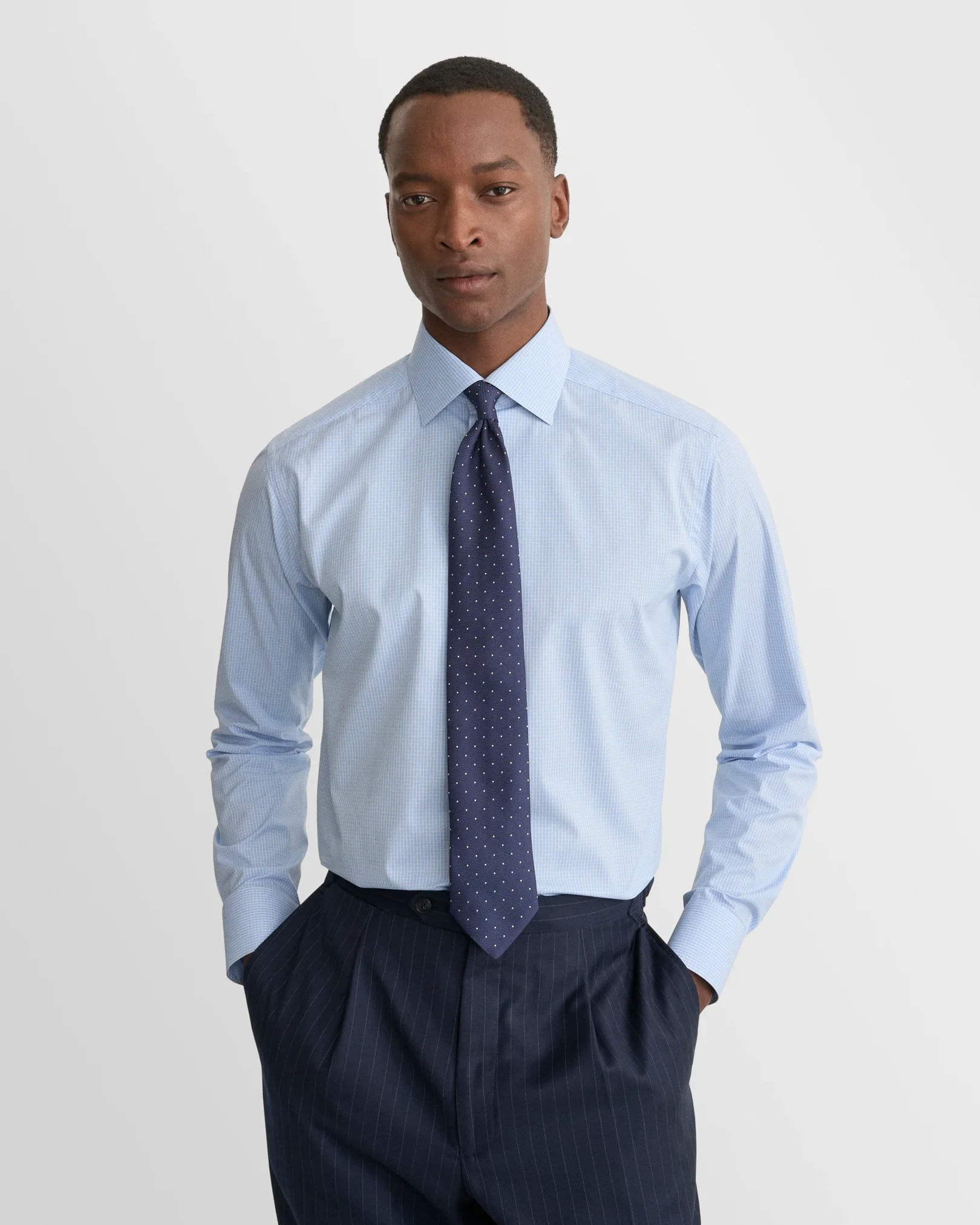 Eton - light blue supima check 263