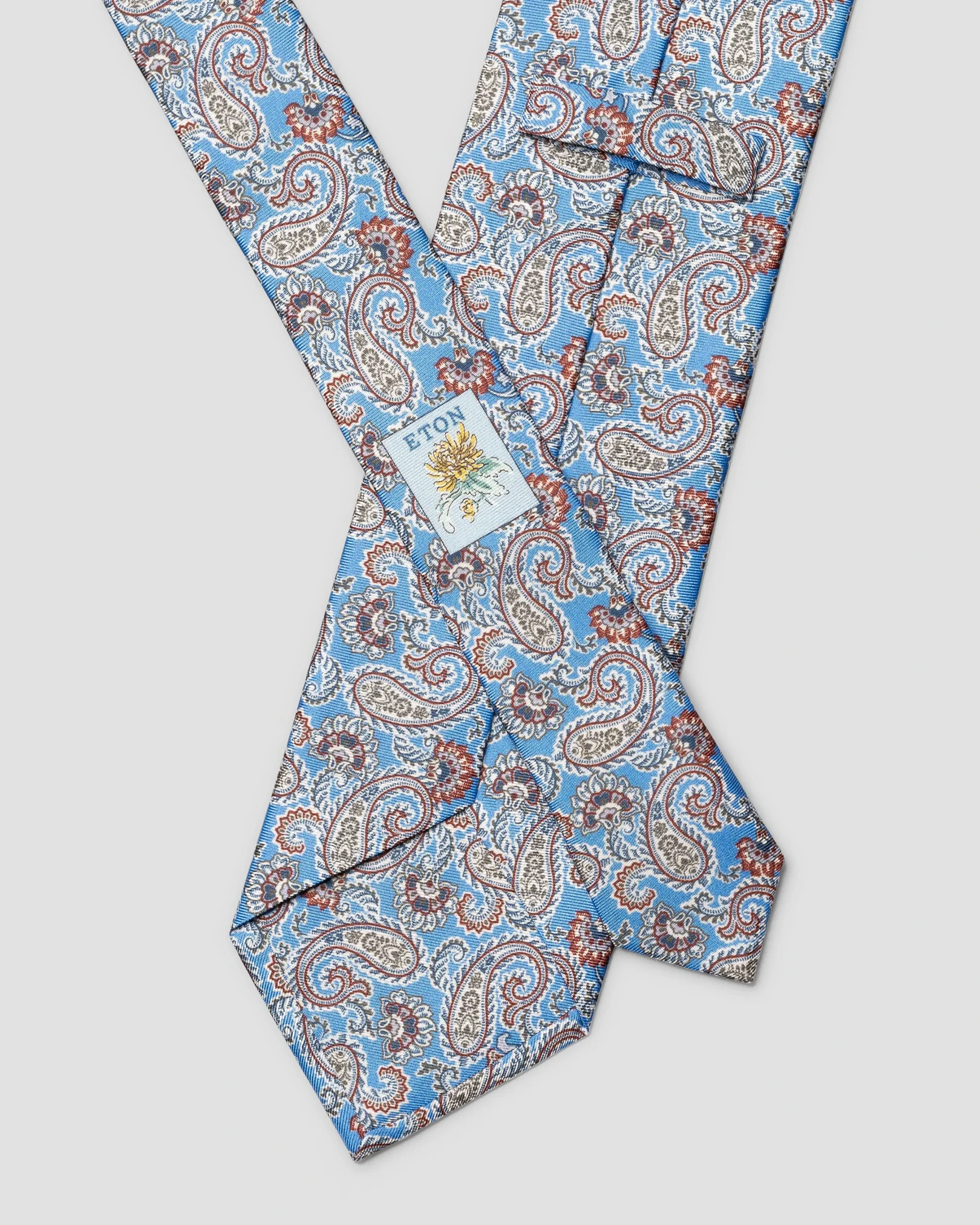 Eton - blue paisley printed silk tie