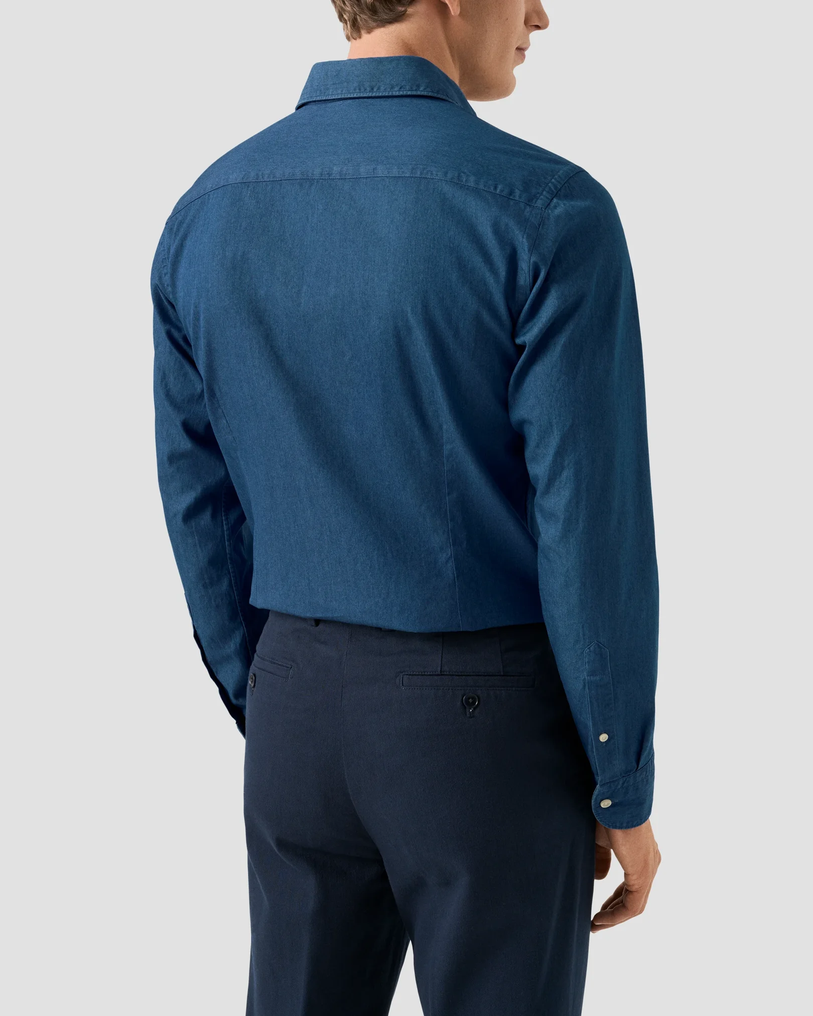Eton - navy blue lightweight denim shirt