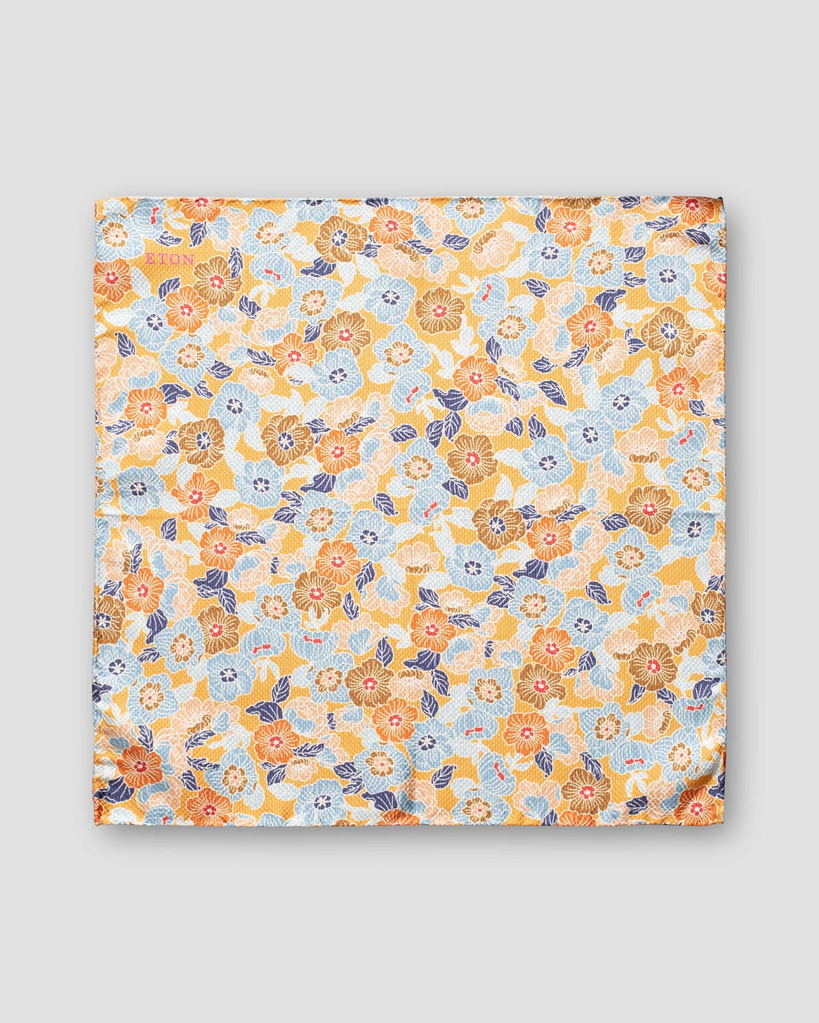Eton - orange retro flower print pocket square