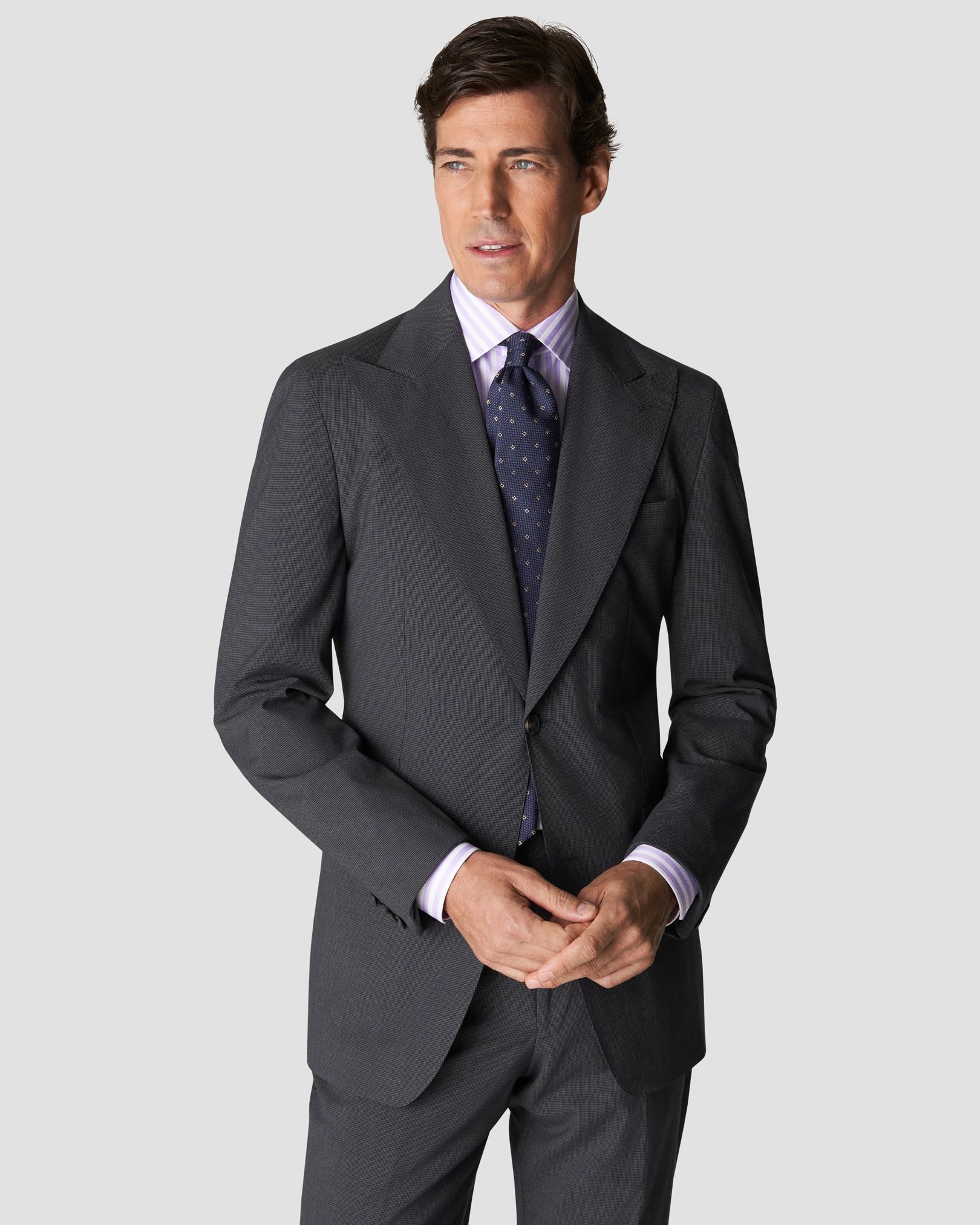 Eton - light purple signature twill bold stripe