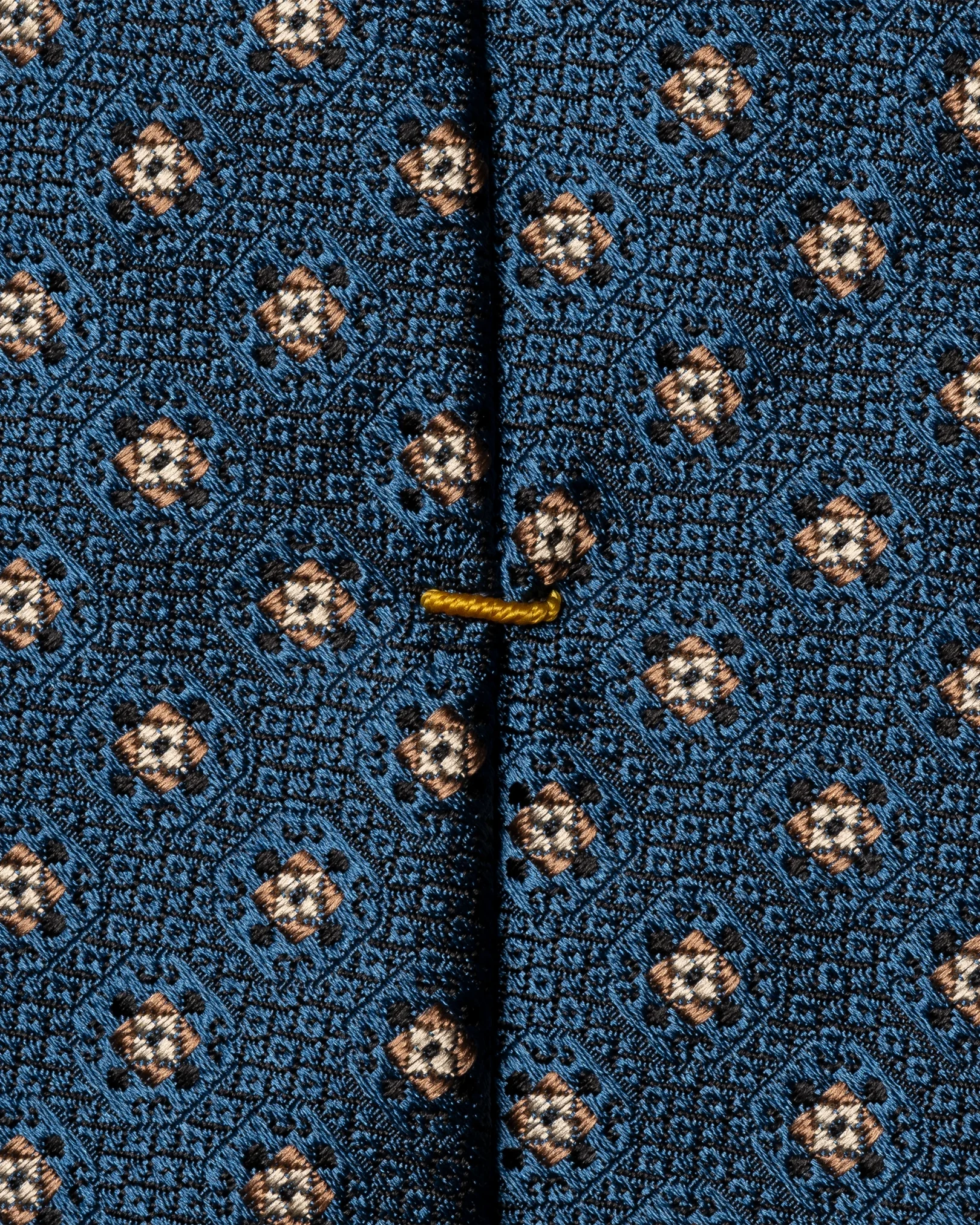 Eton - medallion woven silk tie dark blue medallion woven silk tie