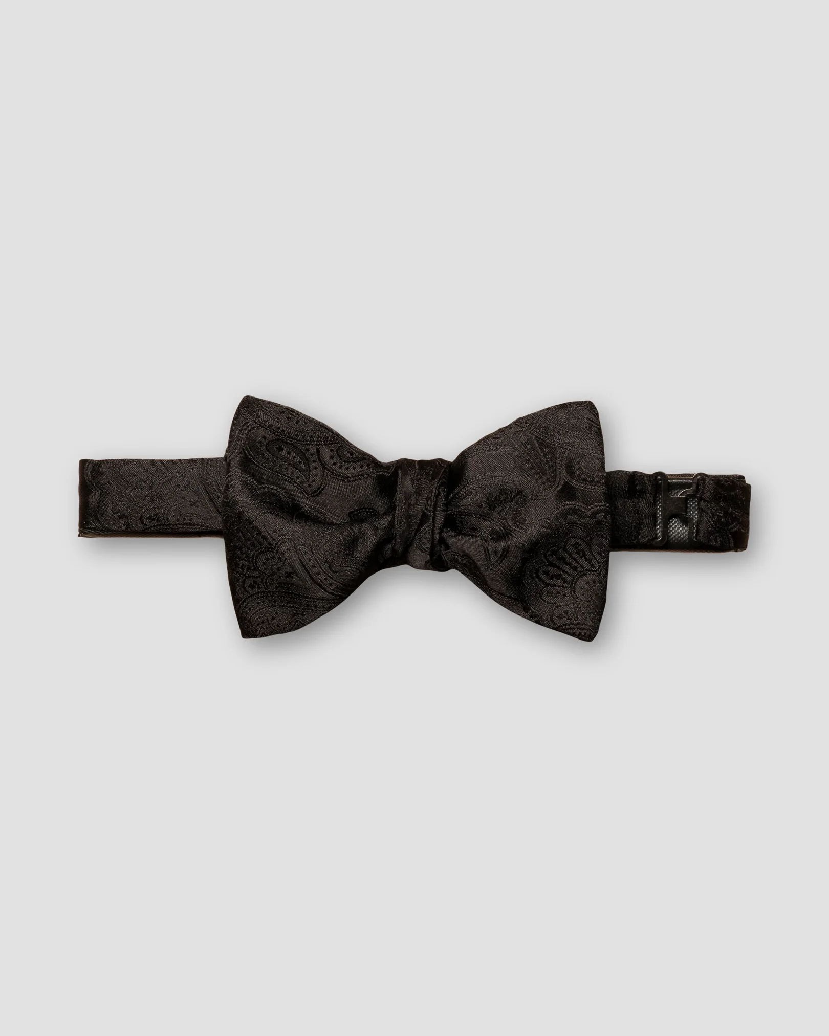 Black Paisley Print Silk Bow Tie - Ready Tied