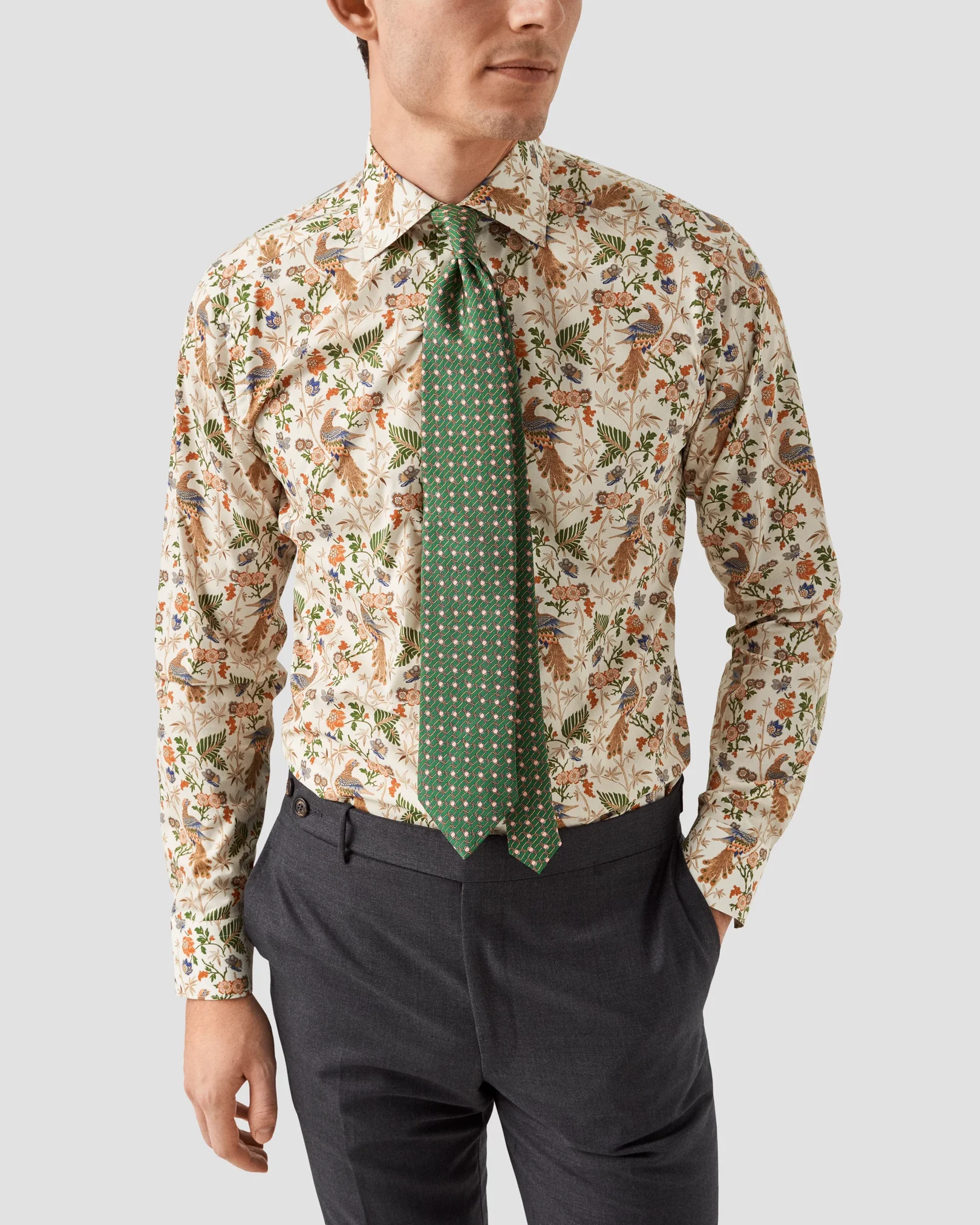 Eton - floral fine twill shirt