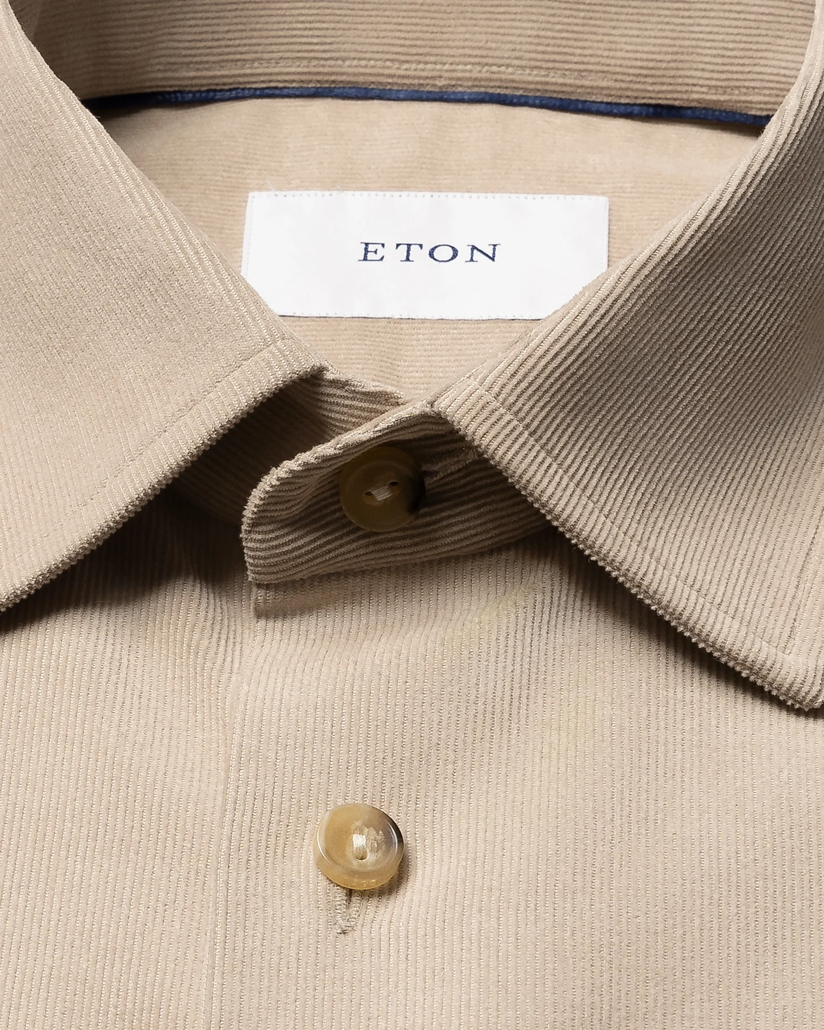 Eton - beige solid corduroy shirt