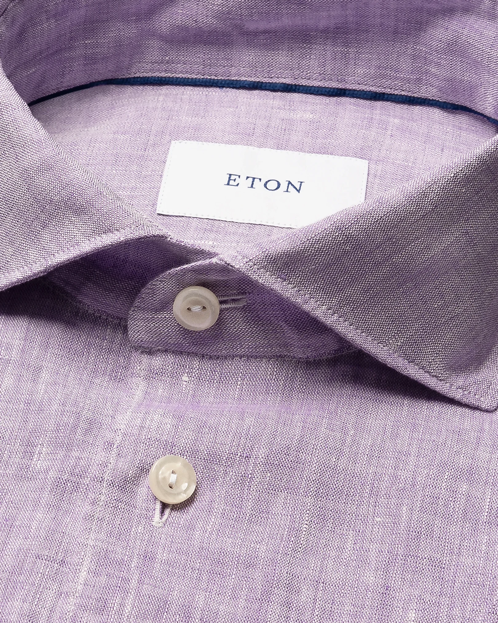 Eton - mid purple solid short sleeve linen shirt