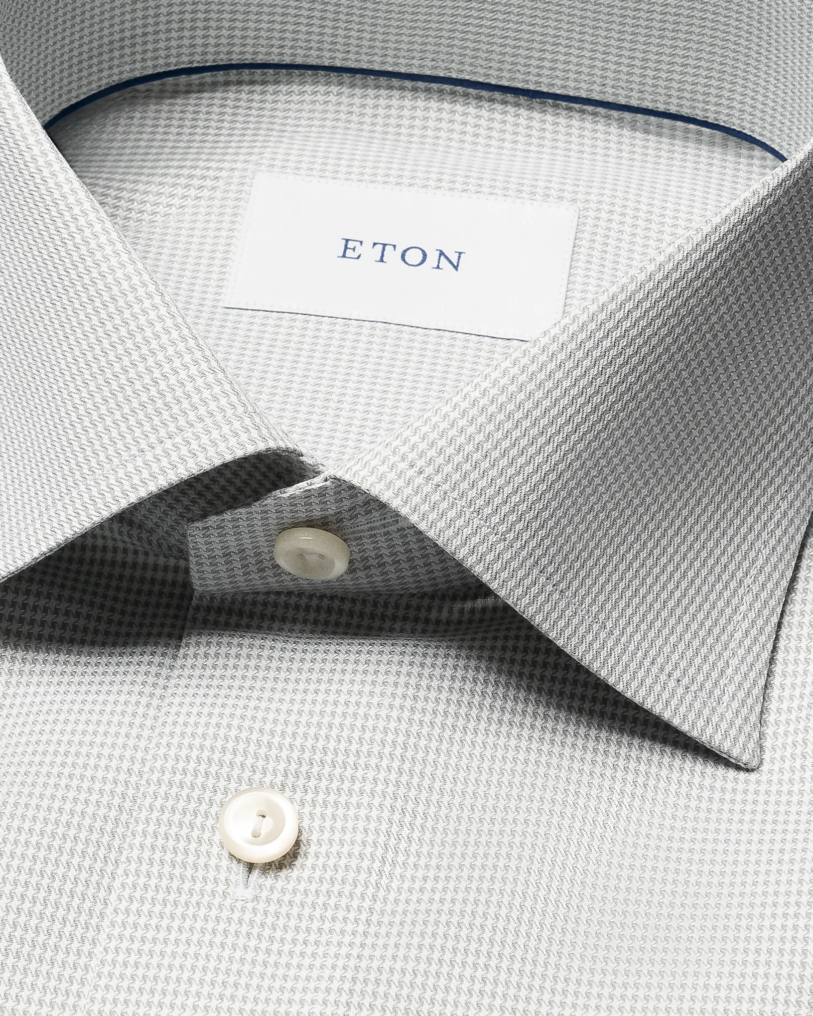 Eton - light green houndstooth signature twill shirt