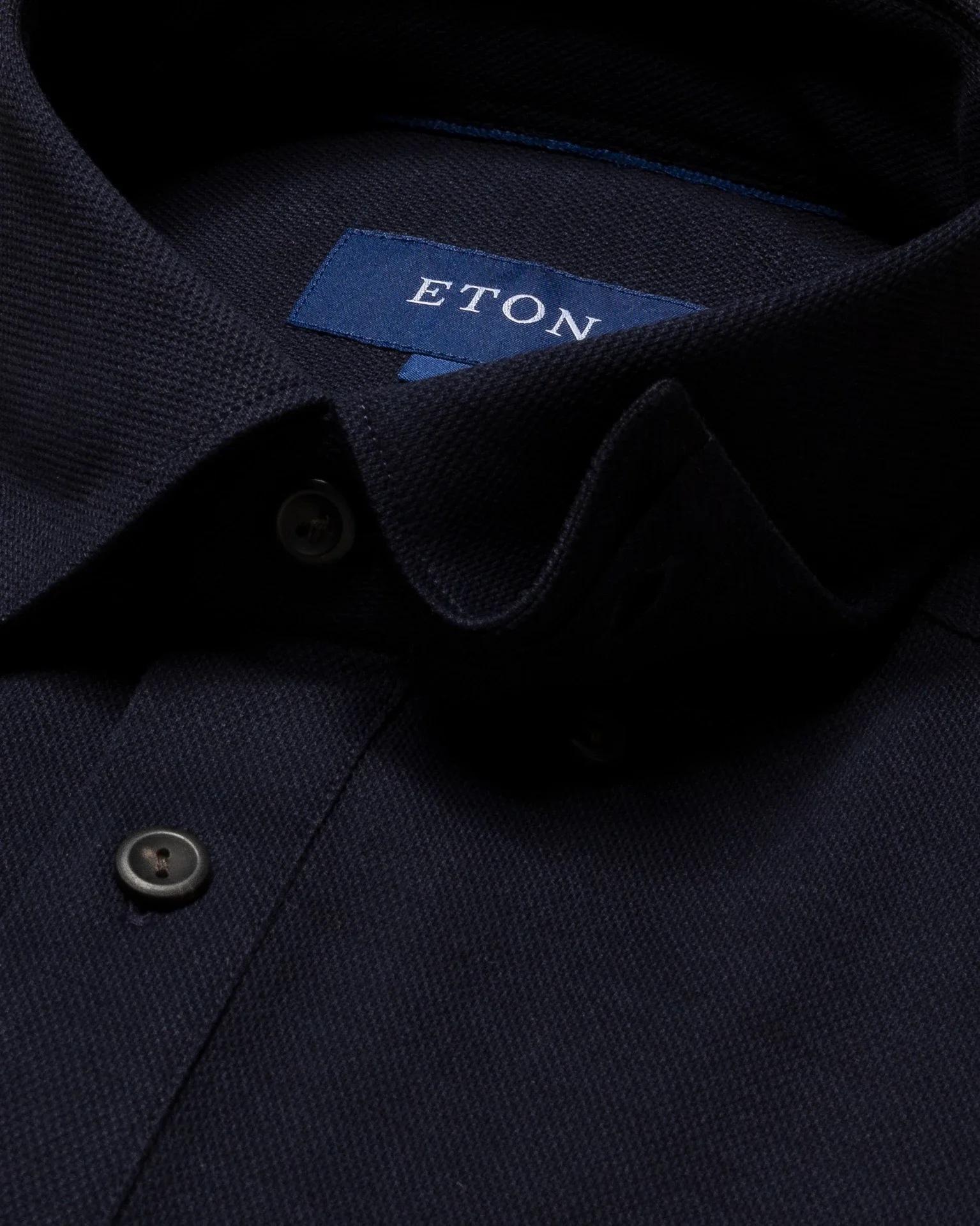Eton - navy blue pique button under